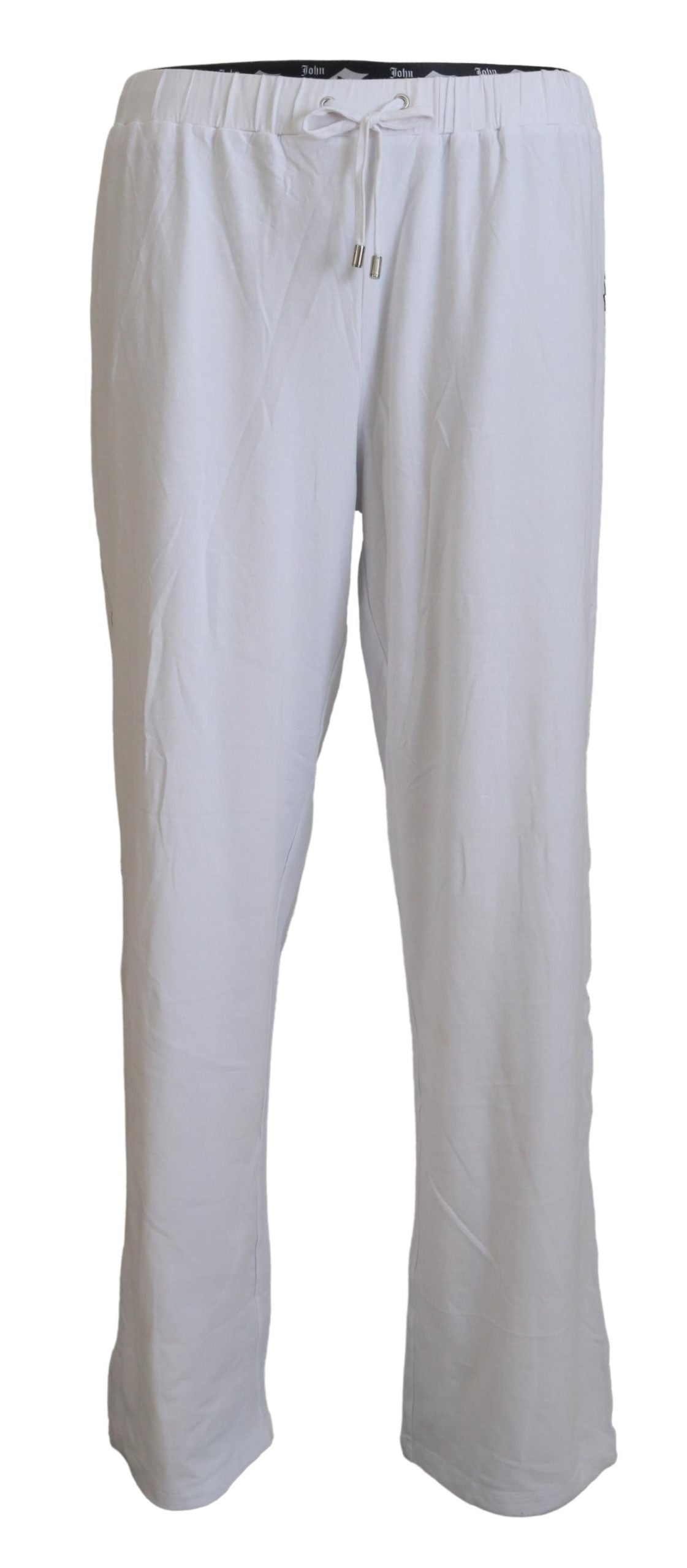 White Cotton Logo Loose Men Pants - ventzia