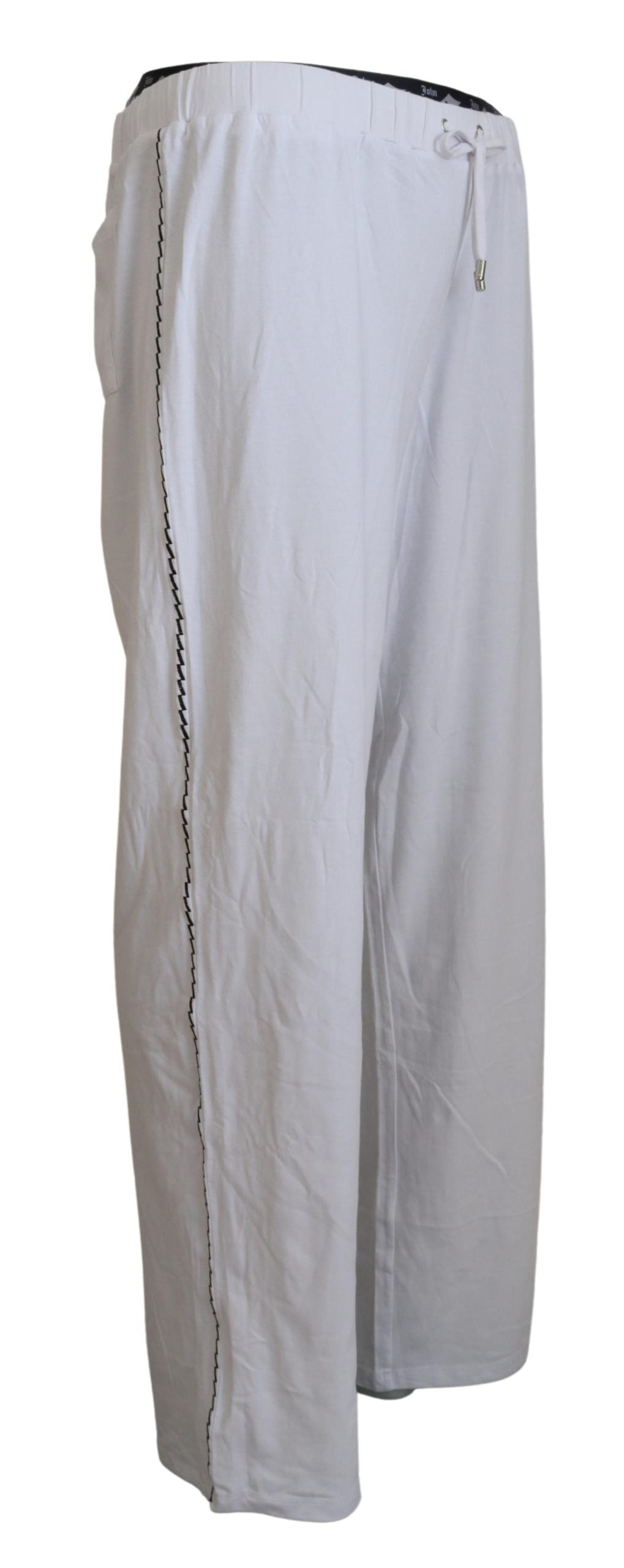 White Cotton Logo Loose Men Pants - ventzia