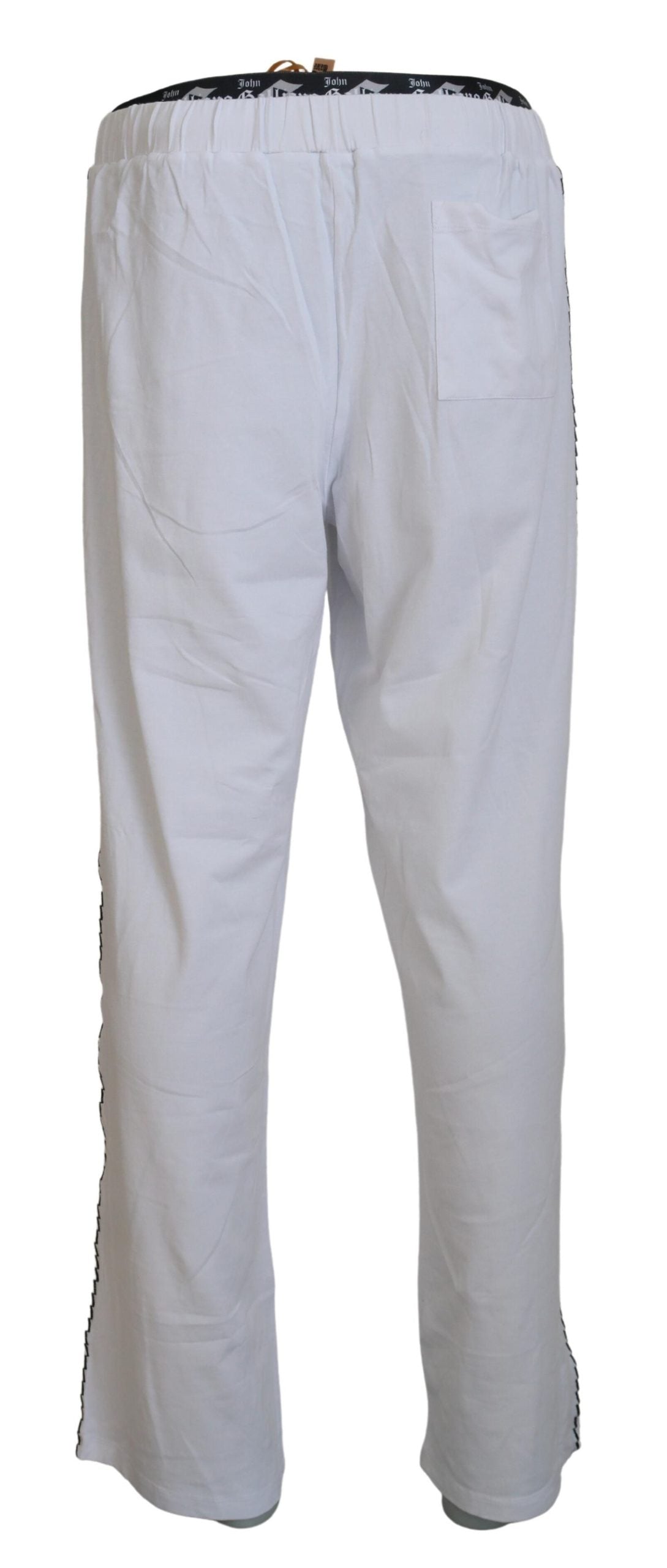 White Cotton Logo Loose Men Pants - ventzia