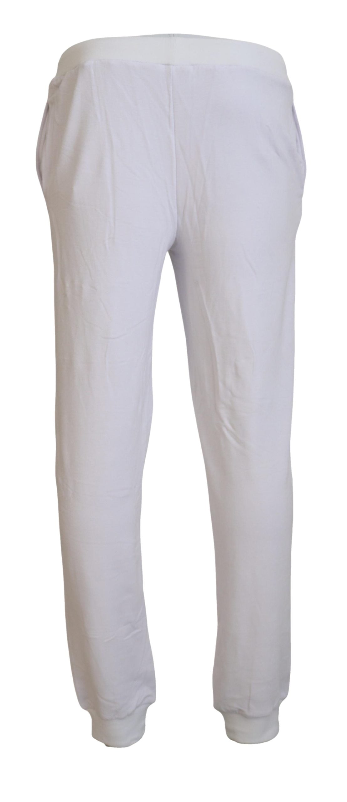 White Cotton Logo Mens Jogger Pants - ventzia