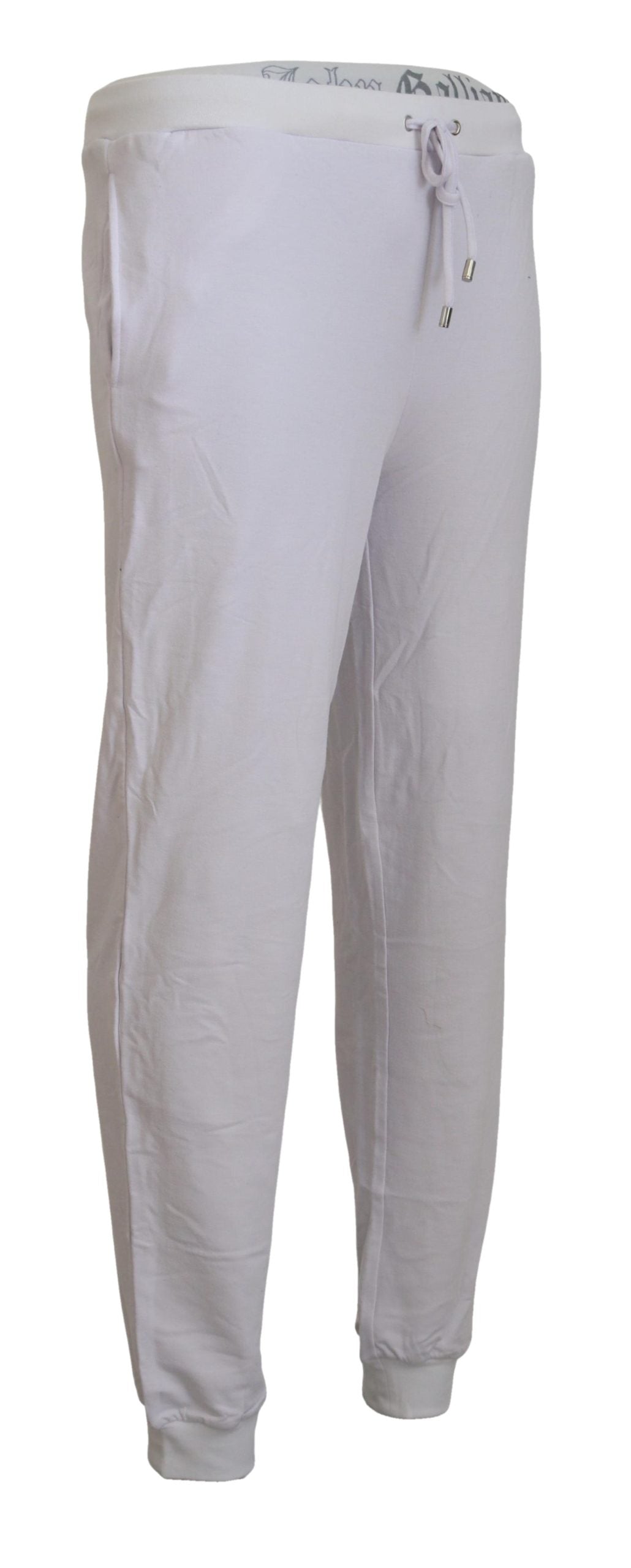 White Cotton Logo Mens Jogger Pants - ventzia