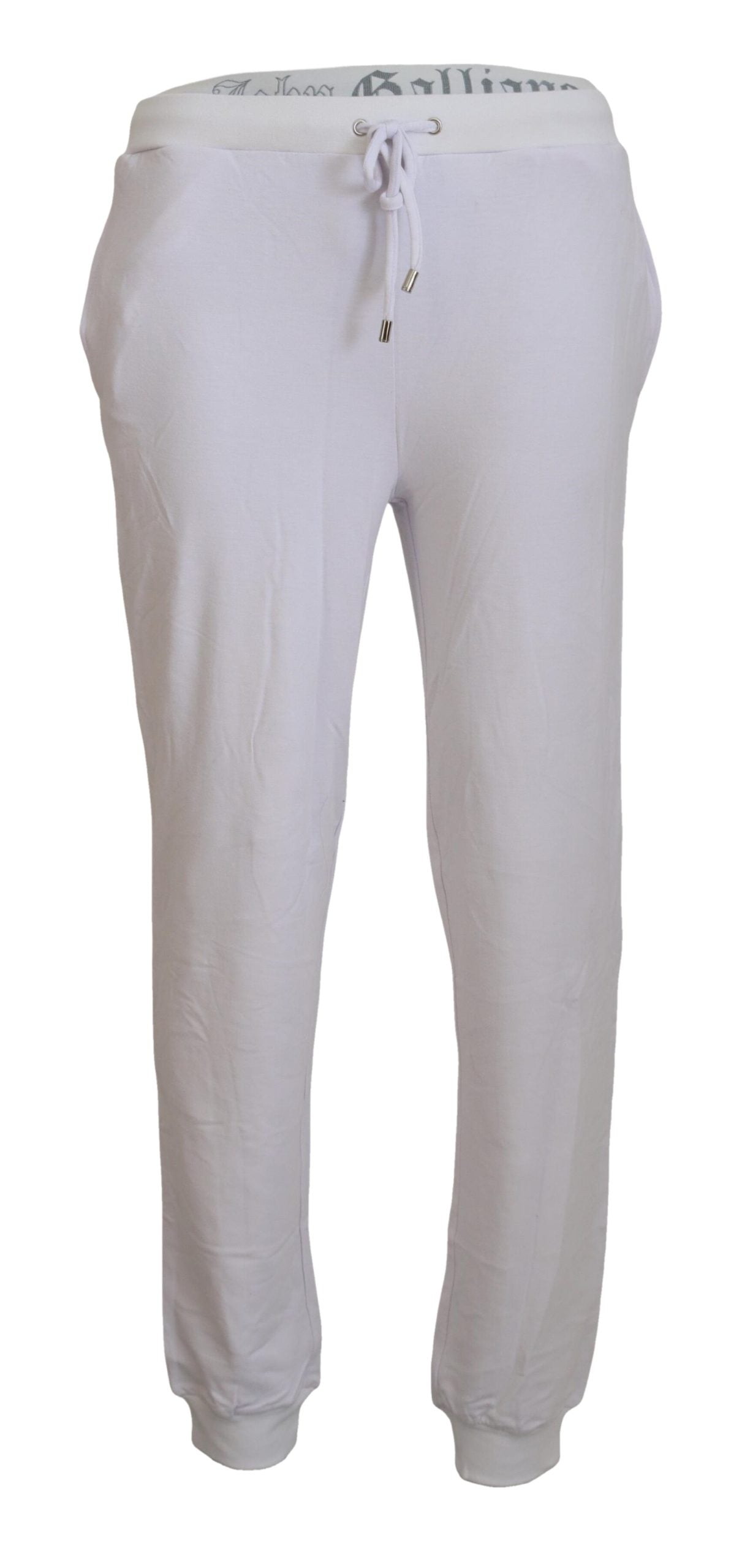 White Cotton Logo Mens Jogger Pants - ventzia