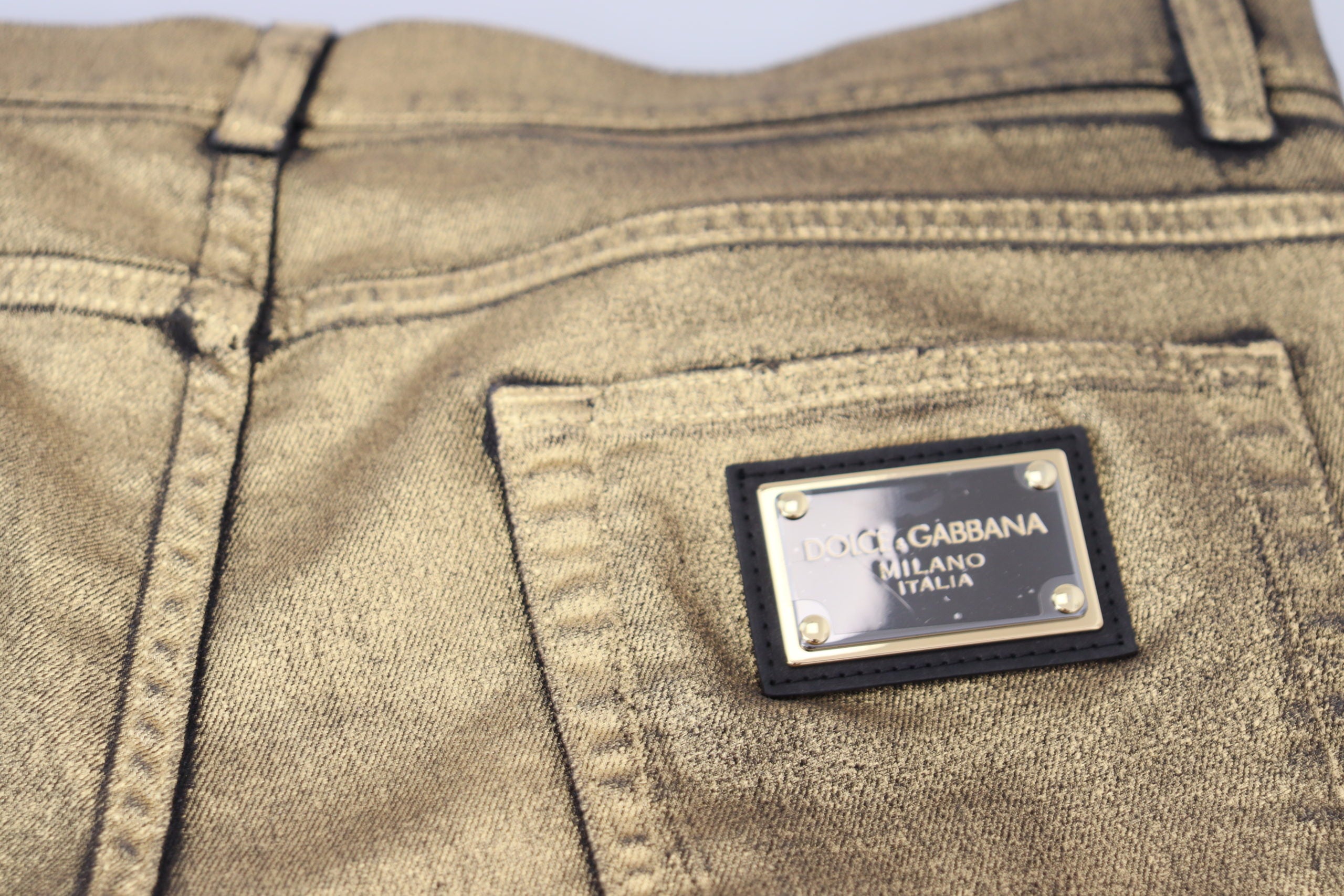 Gold Cotton Tattered Skinny Men Denim Jeans - ventzia