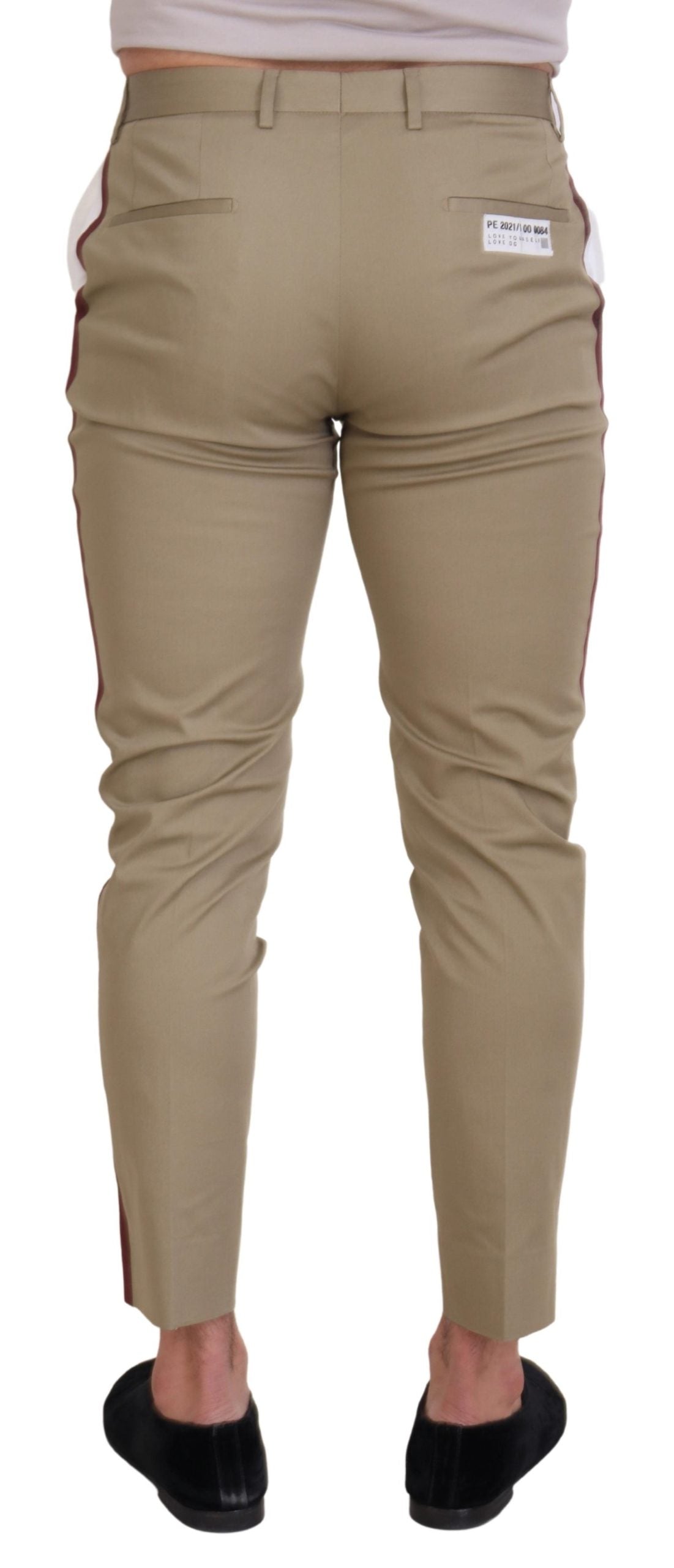 White Brown Slim Fit Chino Pants - ventzia