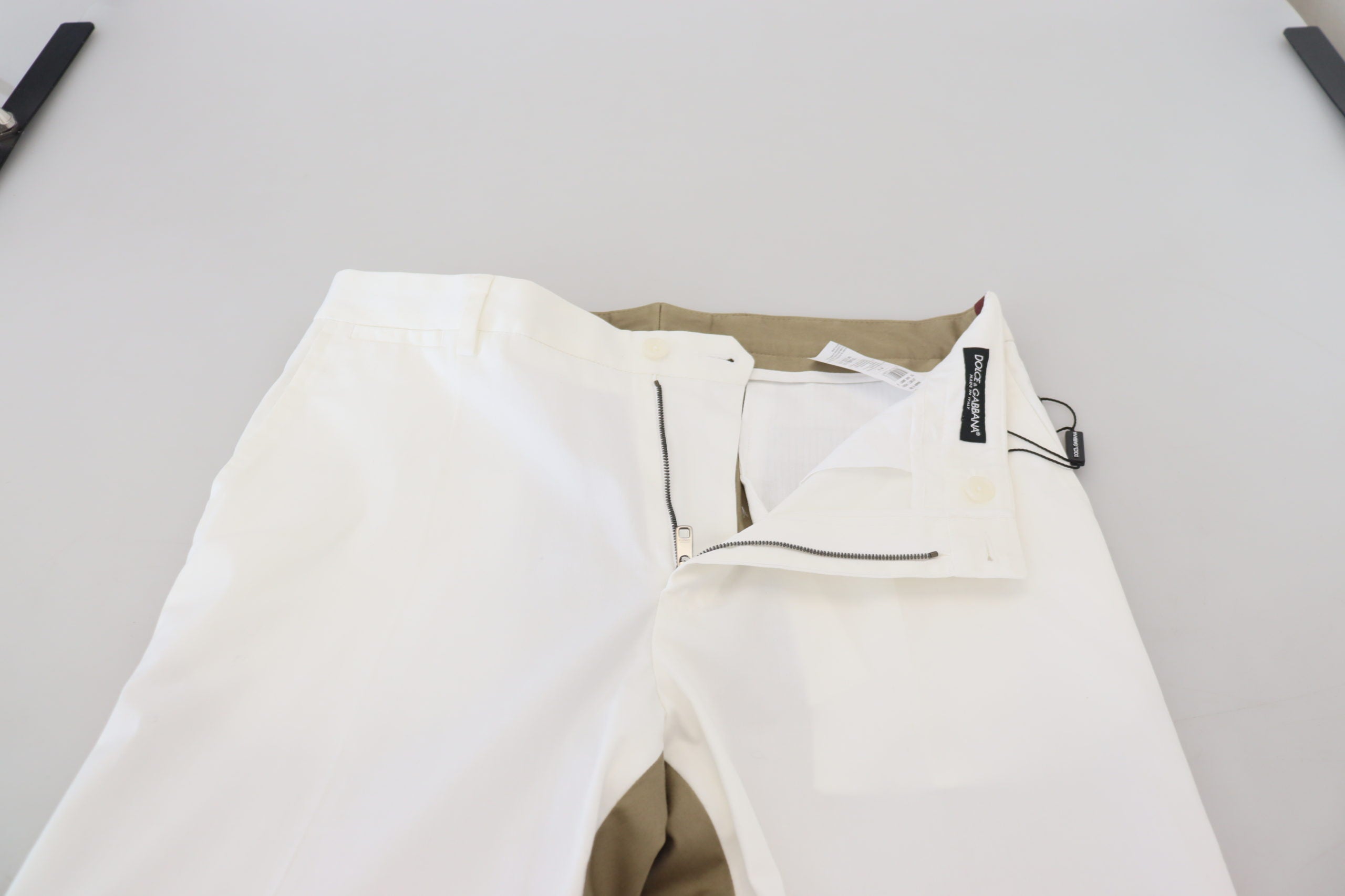 White Brown Slim Fit Chino Pants - ventzia