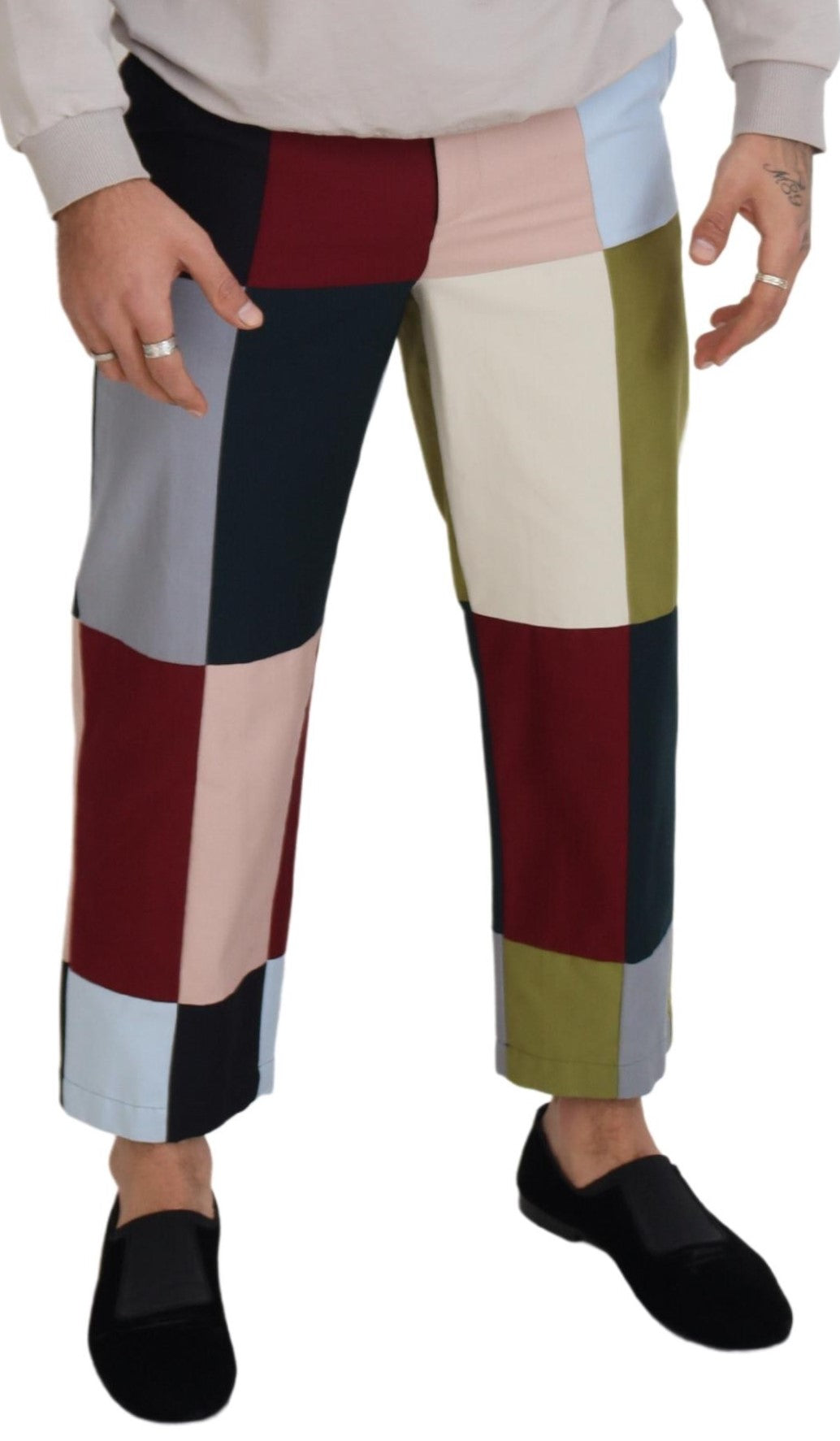 Multicolor Cotton Patchwork Pants - ventzia