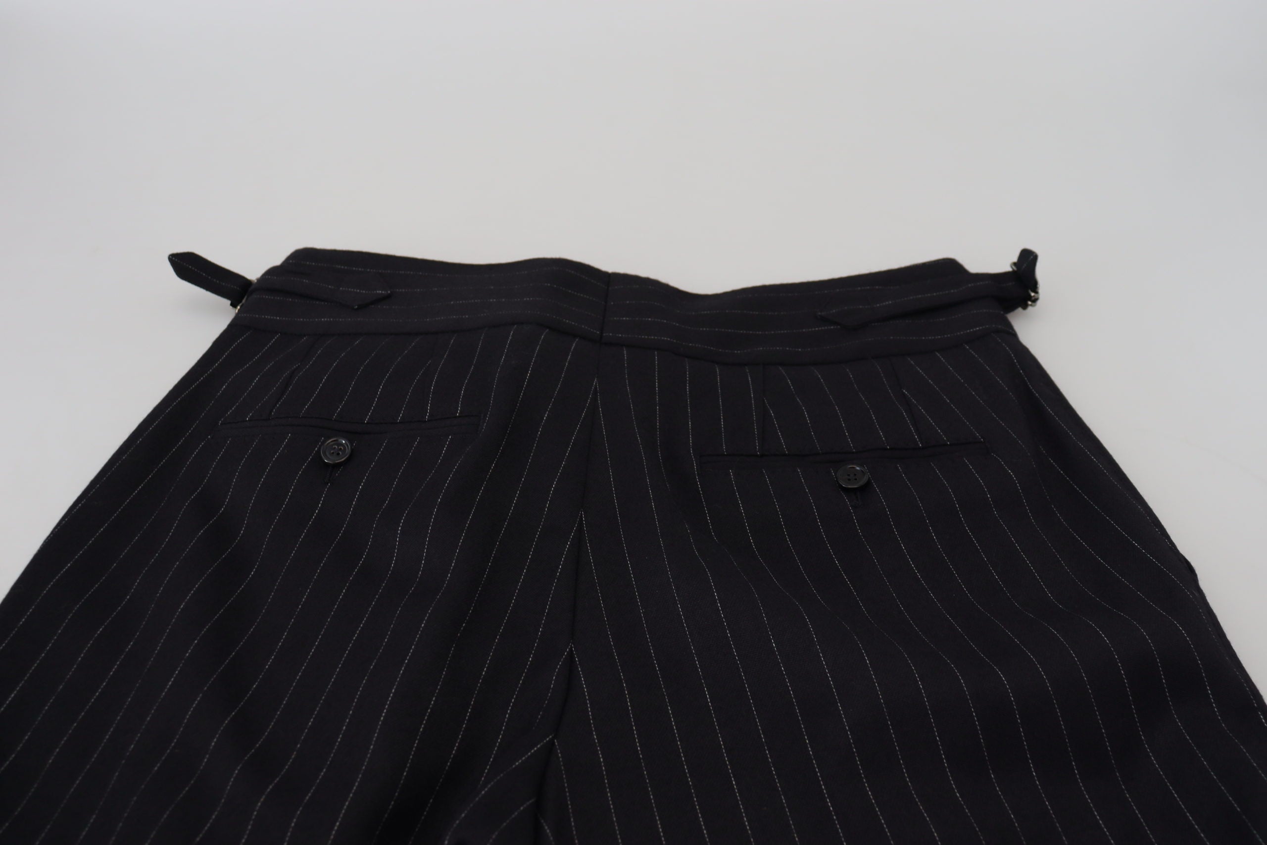 Black Wool Striped Chino Pants - ventzia