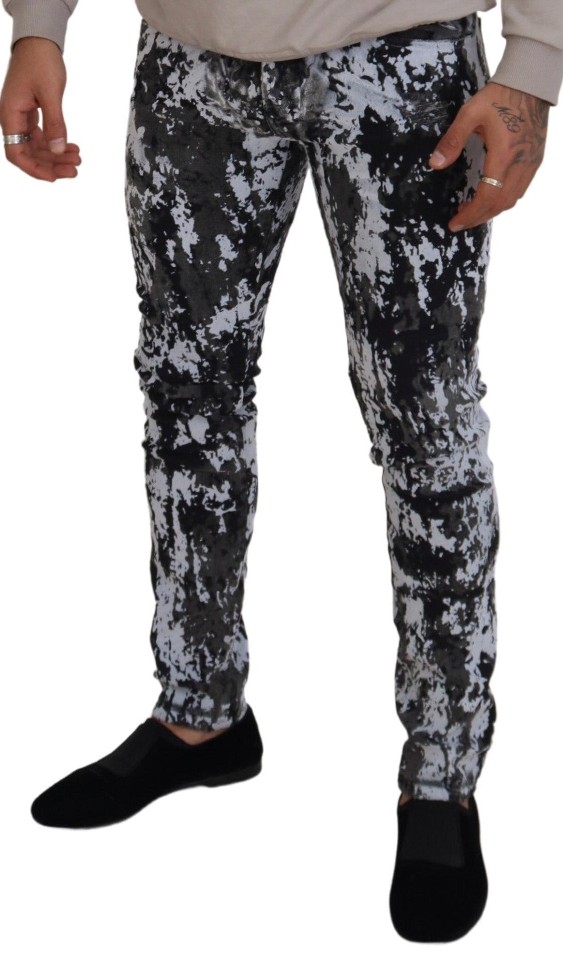 Multicolor Cotton Tie Dye Skinny Denim Jeans - ventzia