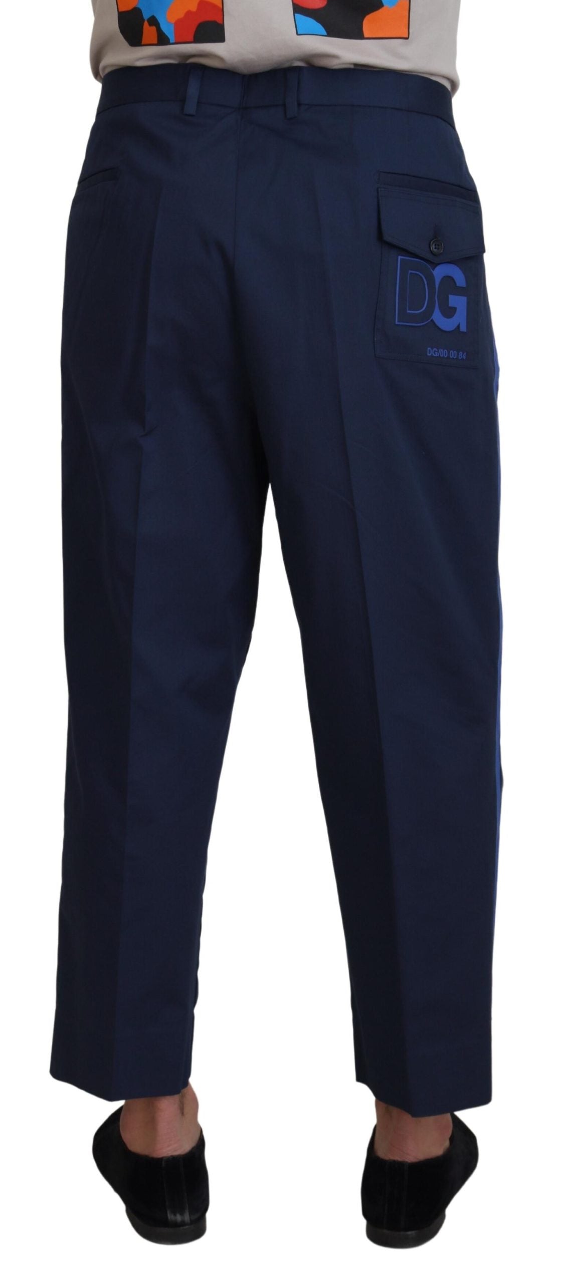 Blue Cotton Men Cropped Pants - ventzia