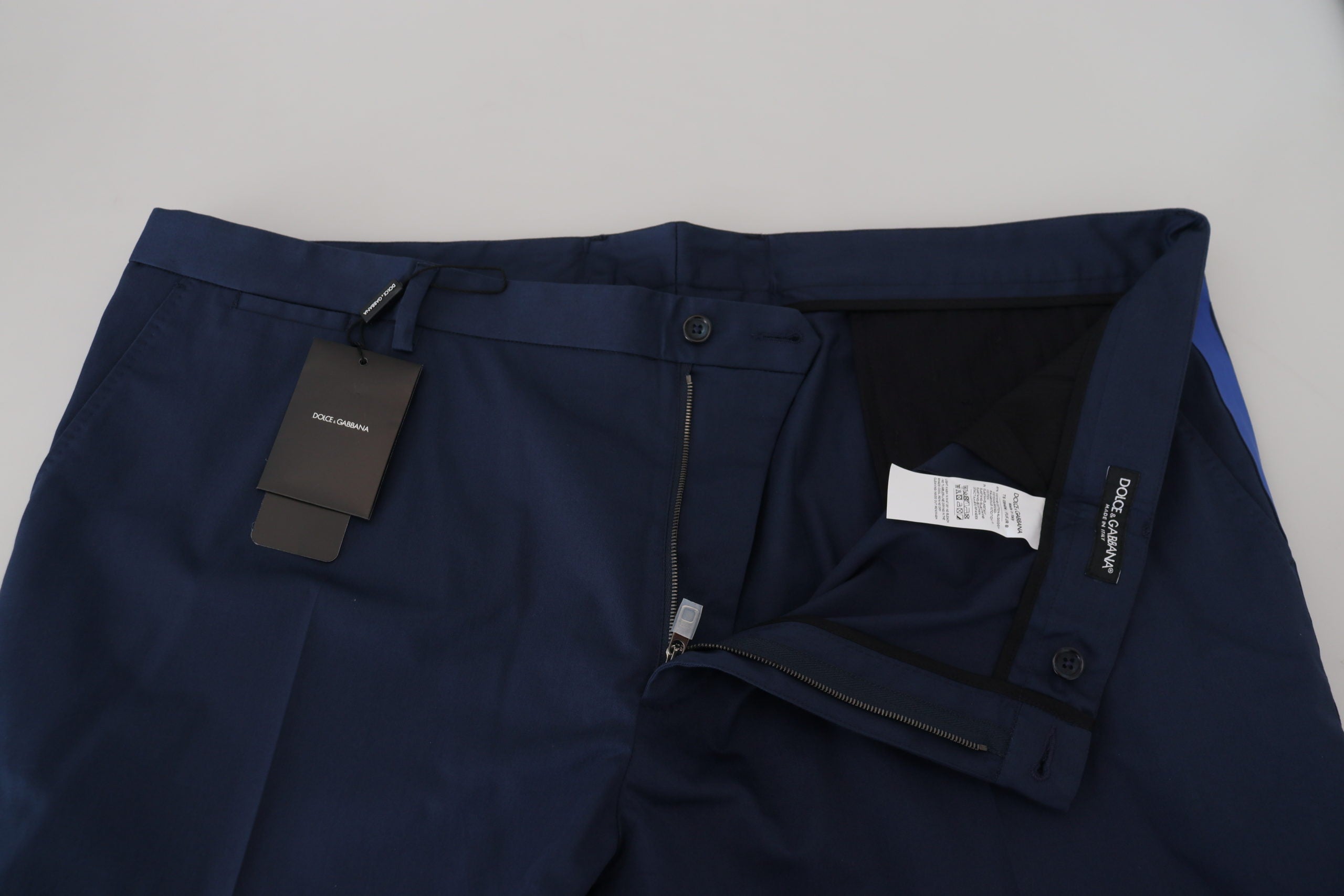 Blue Cotton Men Cropped Pants - ventzia