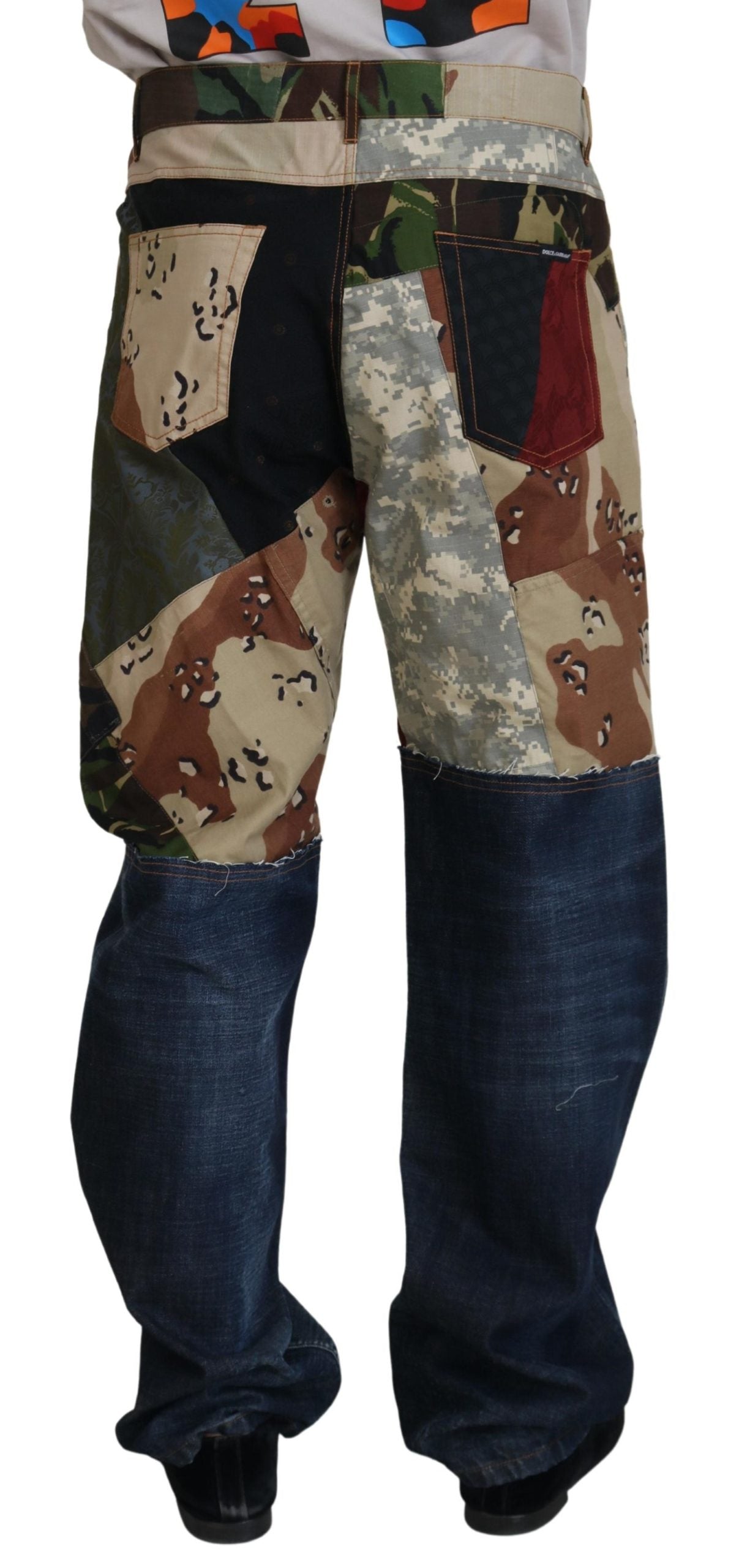 Multicolor Silk Patchwork Men Denim Jeans - ventzia