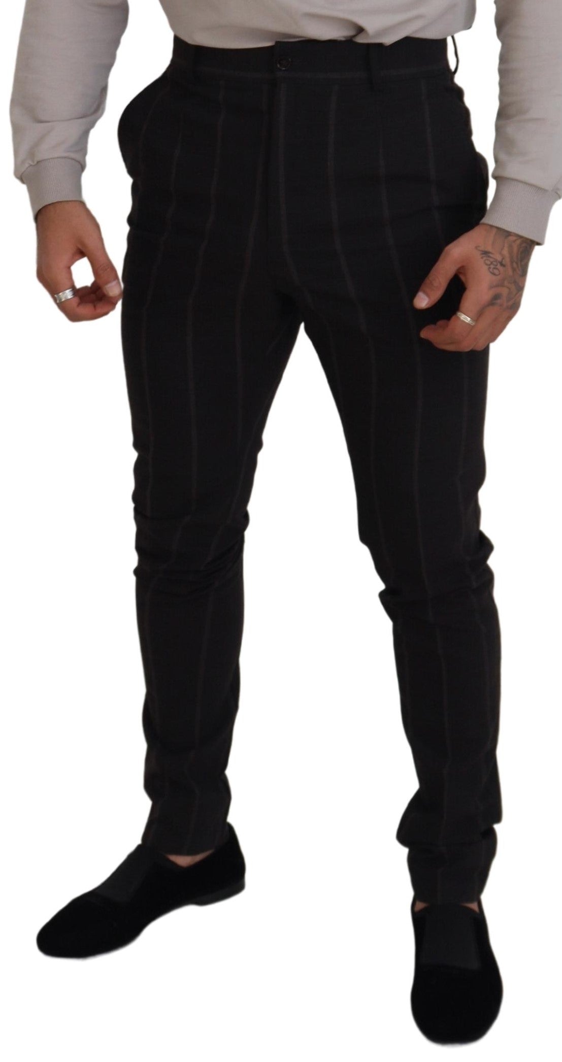 Black Wool Chino Formal Men Pants - ventzia