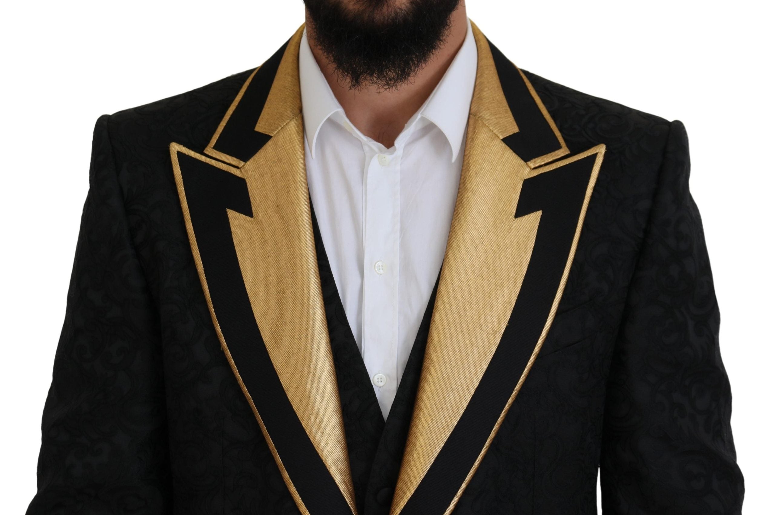 Black Gold Fantasy Tuxedo Slim Fit Suit - ventzia