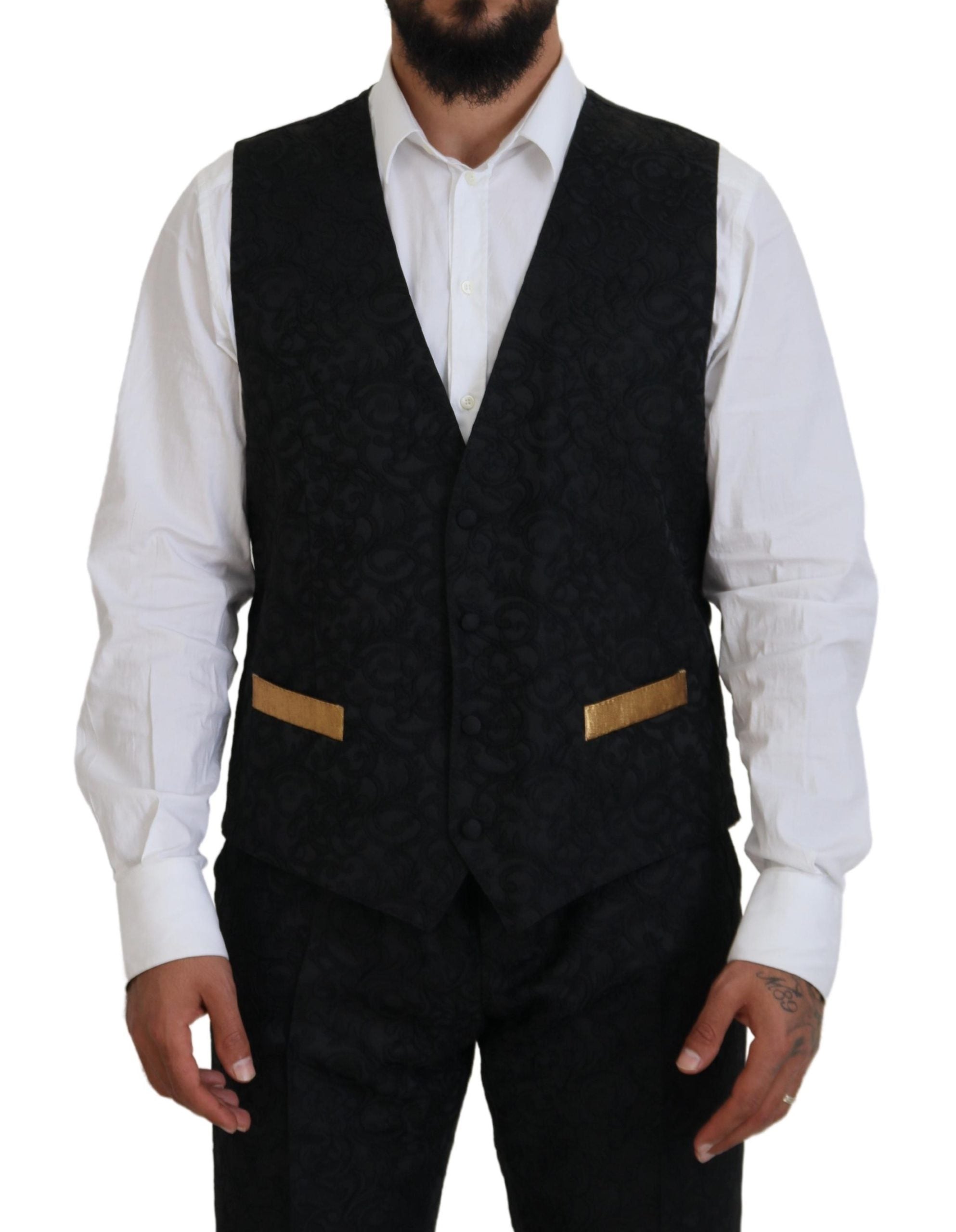 Black Gold Fantasy Tuxedo Slim Fit Suit - ventzia