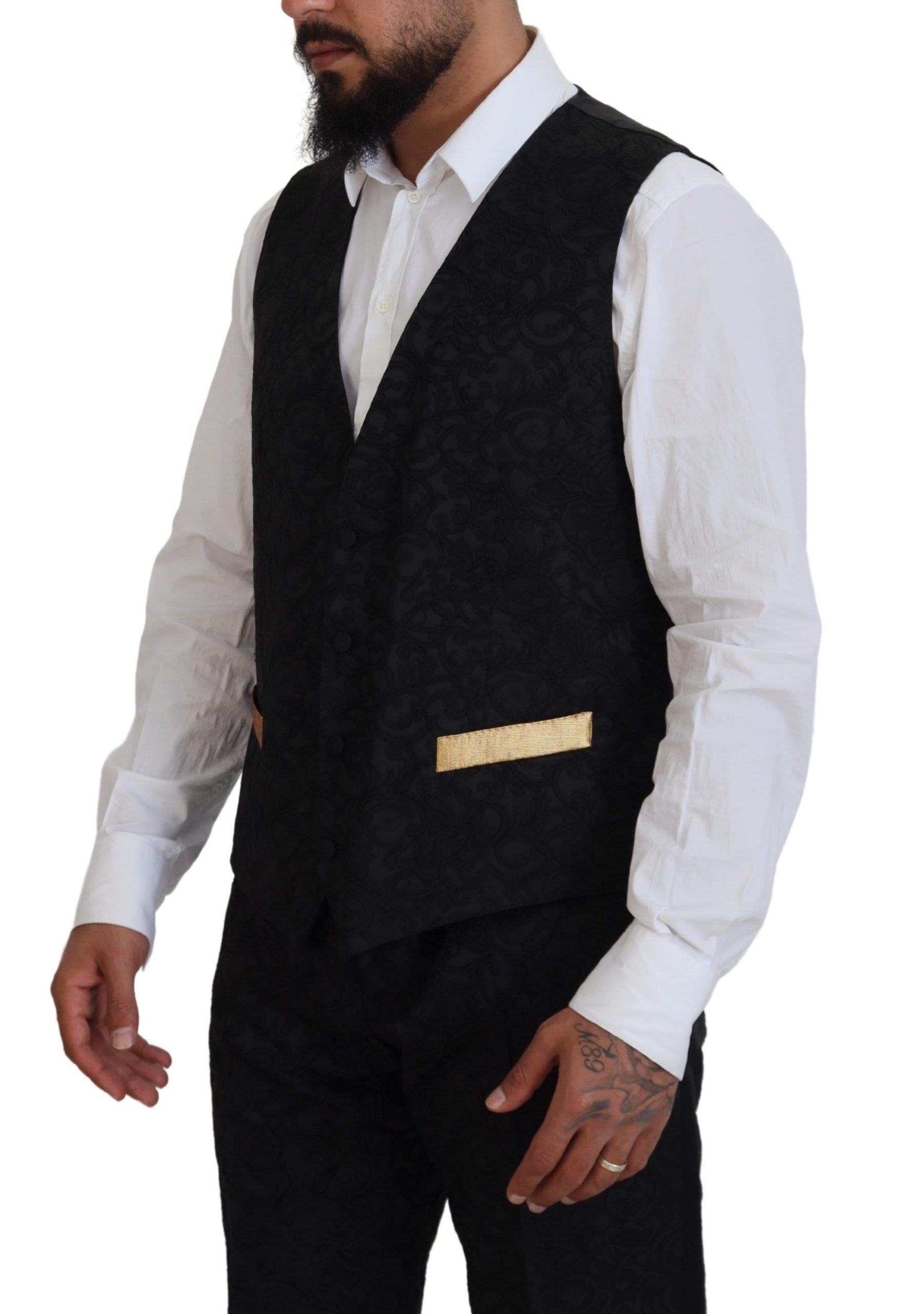 Black Gold Fantasy Tuxedo Slim Fit Suit - ventzia