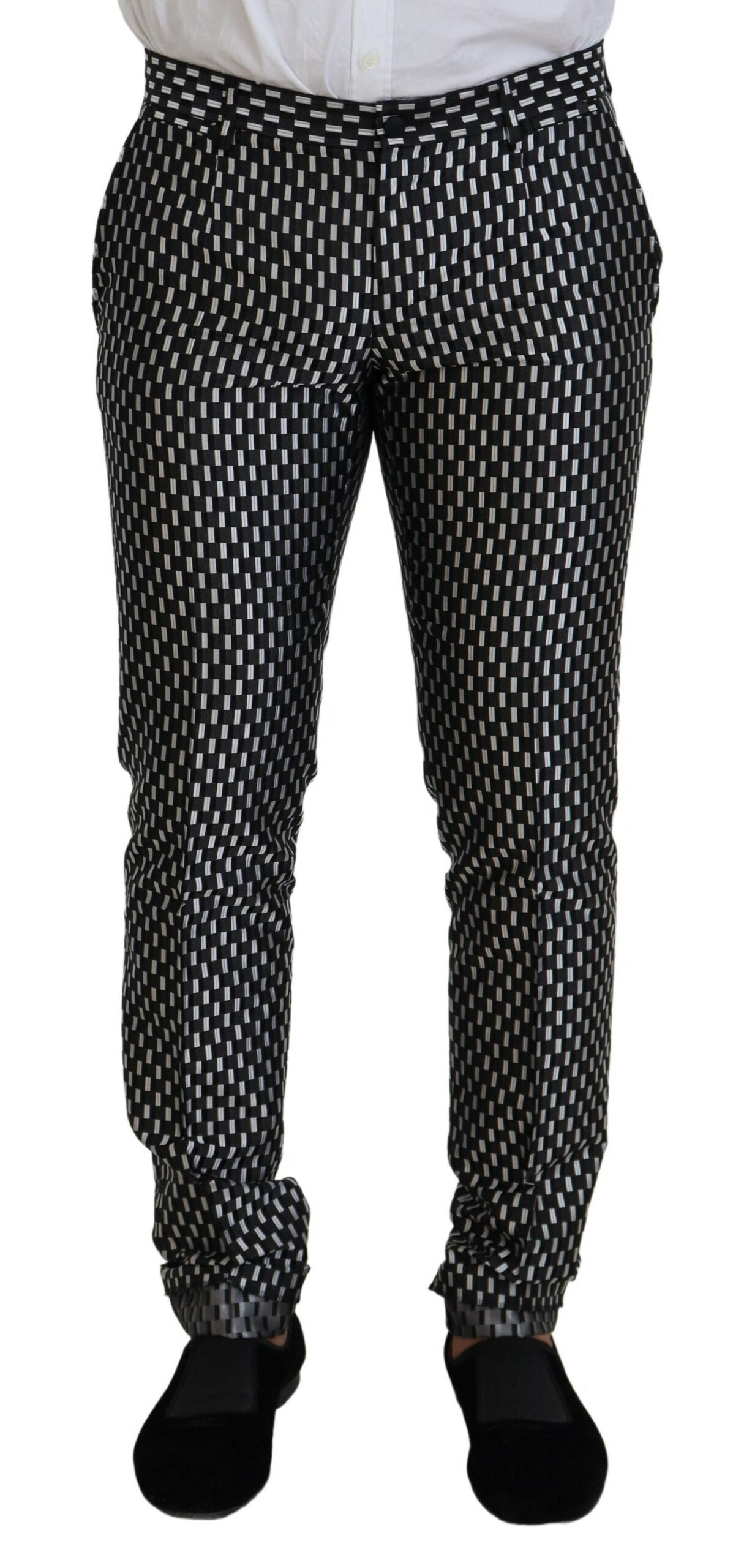 Black White Silk MARTINI Slim Fit Suit - ventzia