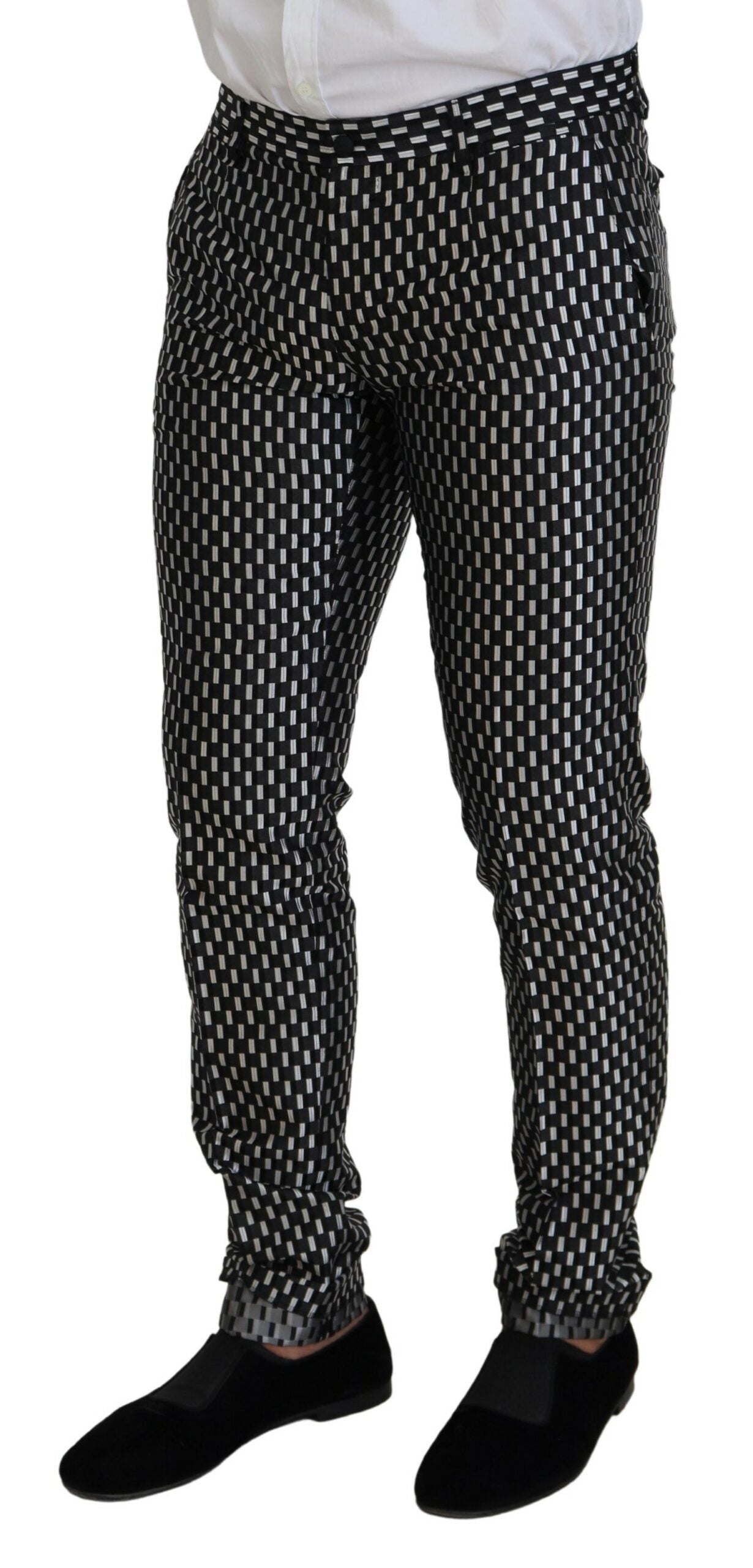 Black White Silk MARTINI Slim Fit Suit - ventzia