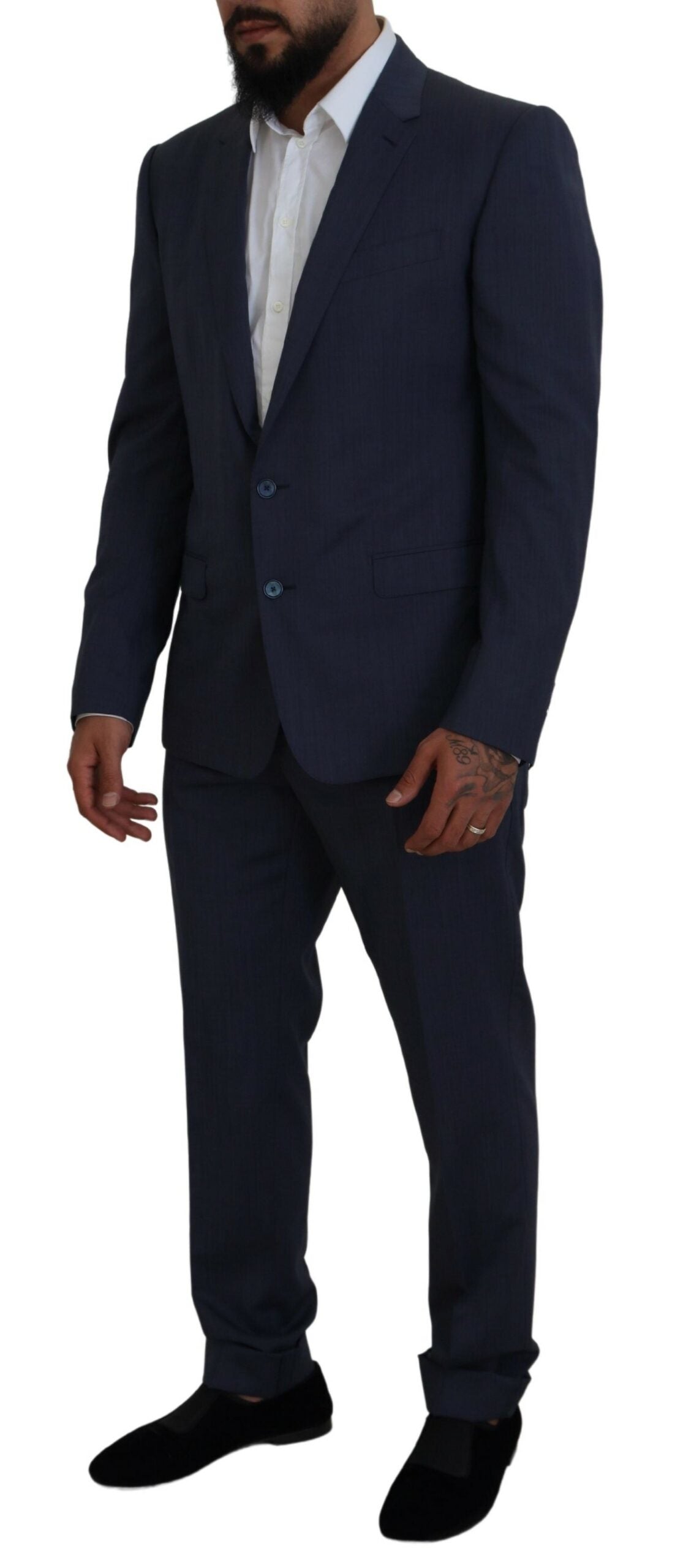 Blue Wool MARTINI 2 Piece Slim Fit Suit - ventzia