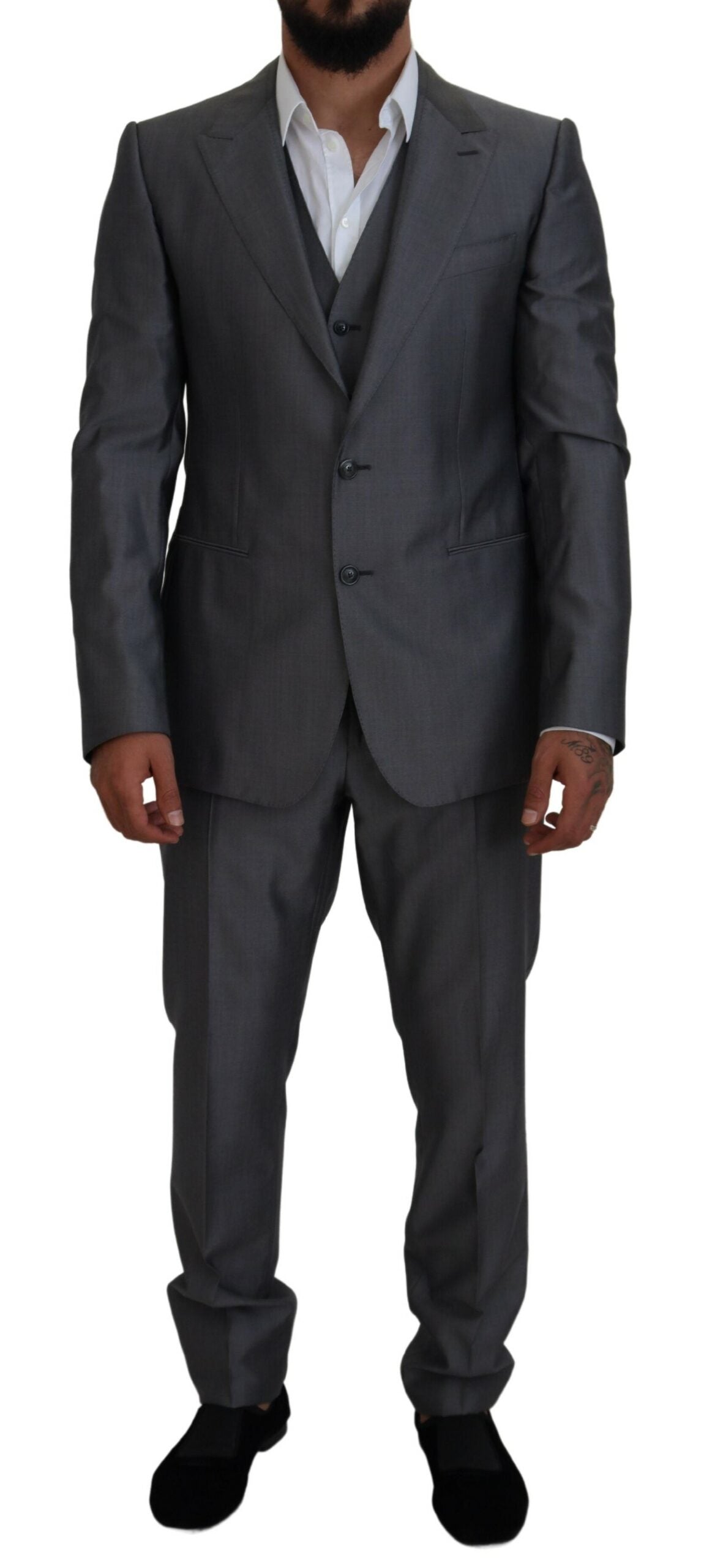 Gray SICILIA 3 Piece Slim Fit Suit - ventzia
