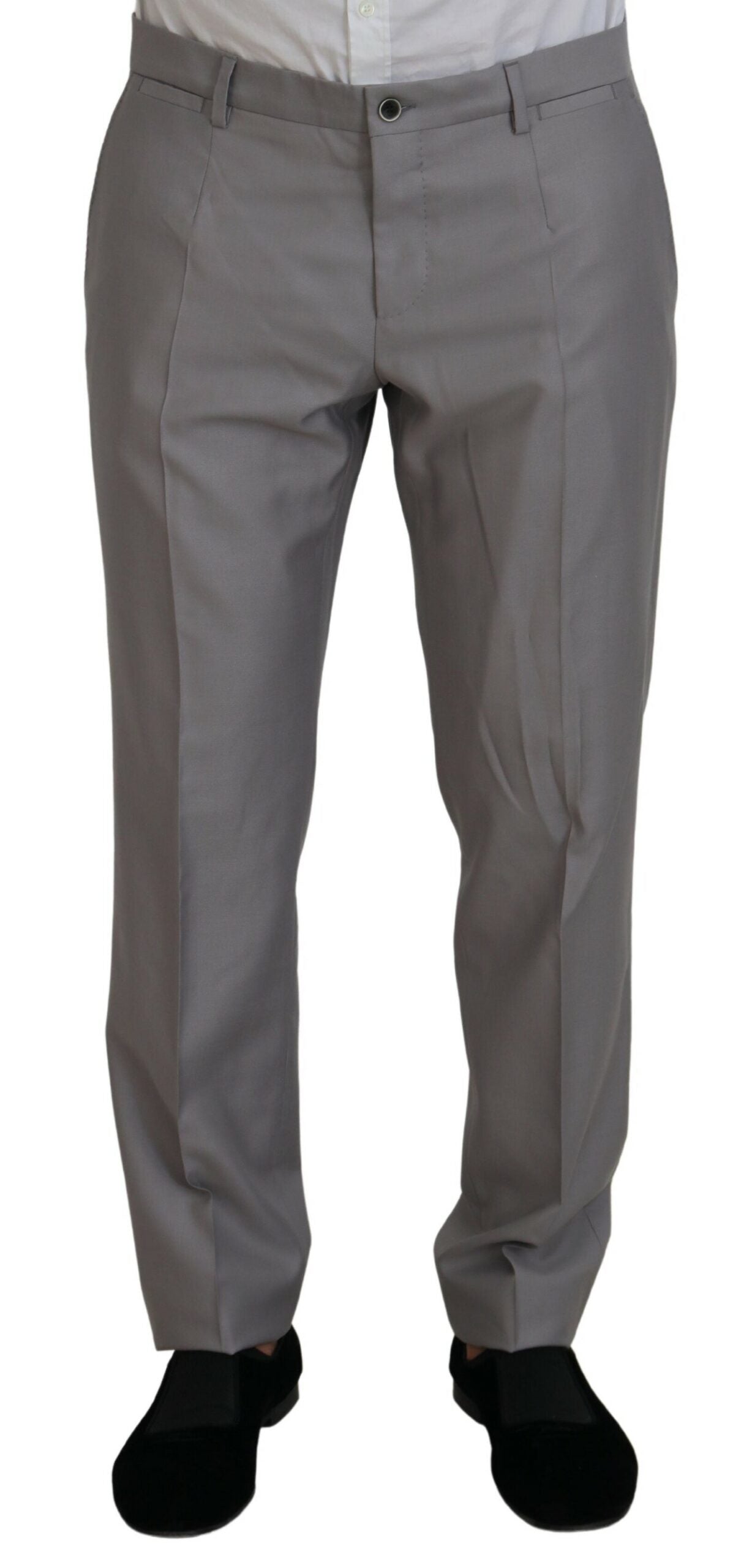 Silver Wool Silk 3 Piece Slim Fit Suit - ventzia