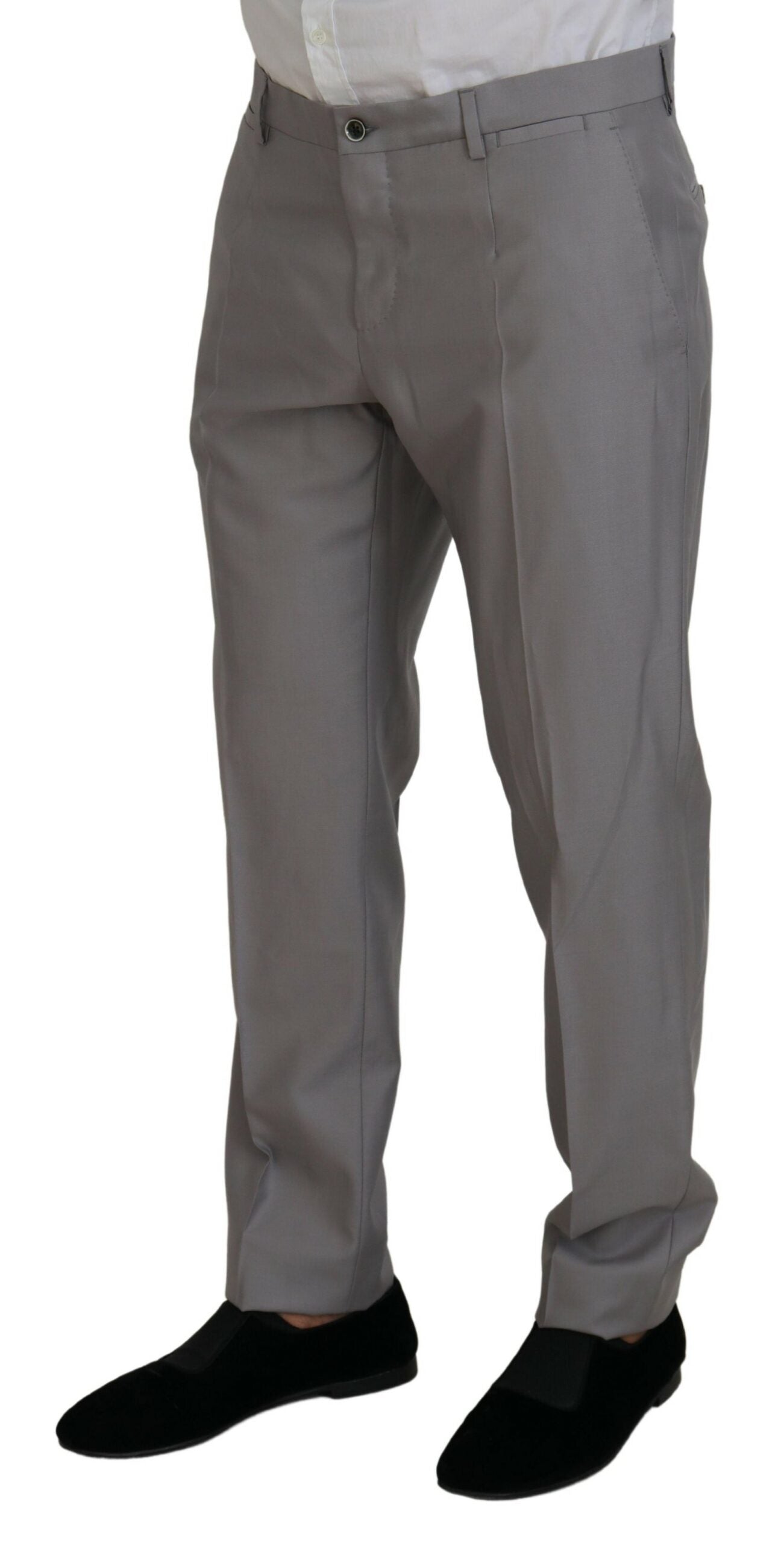 Silver Wool Silk 3 Piece Slim Fit Suit - ventzia
