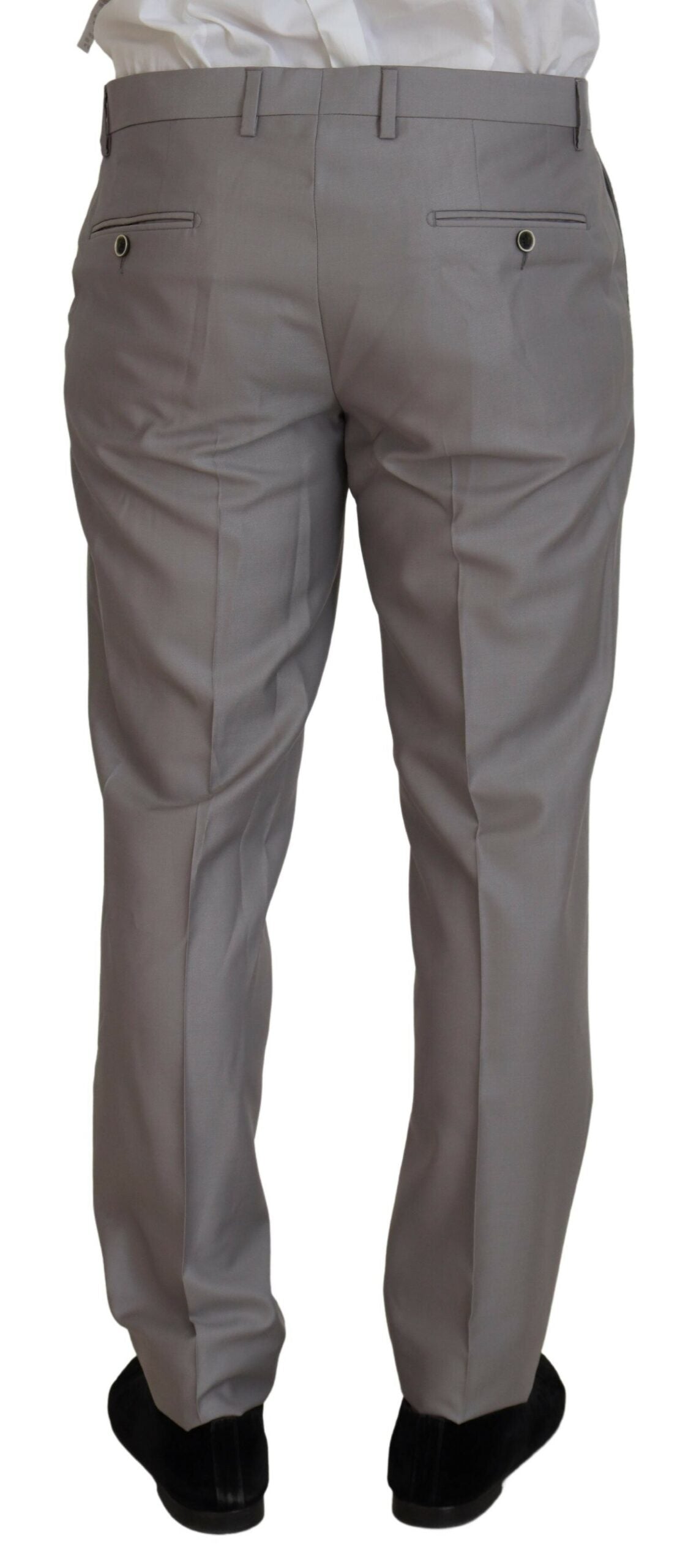 Silver Wool Silk 3 Piece Slim Fit Suit - ventzia