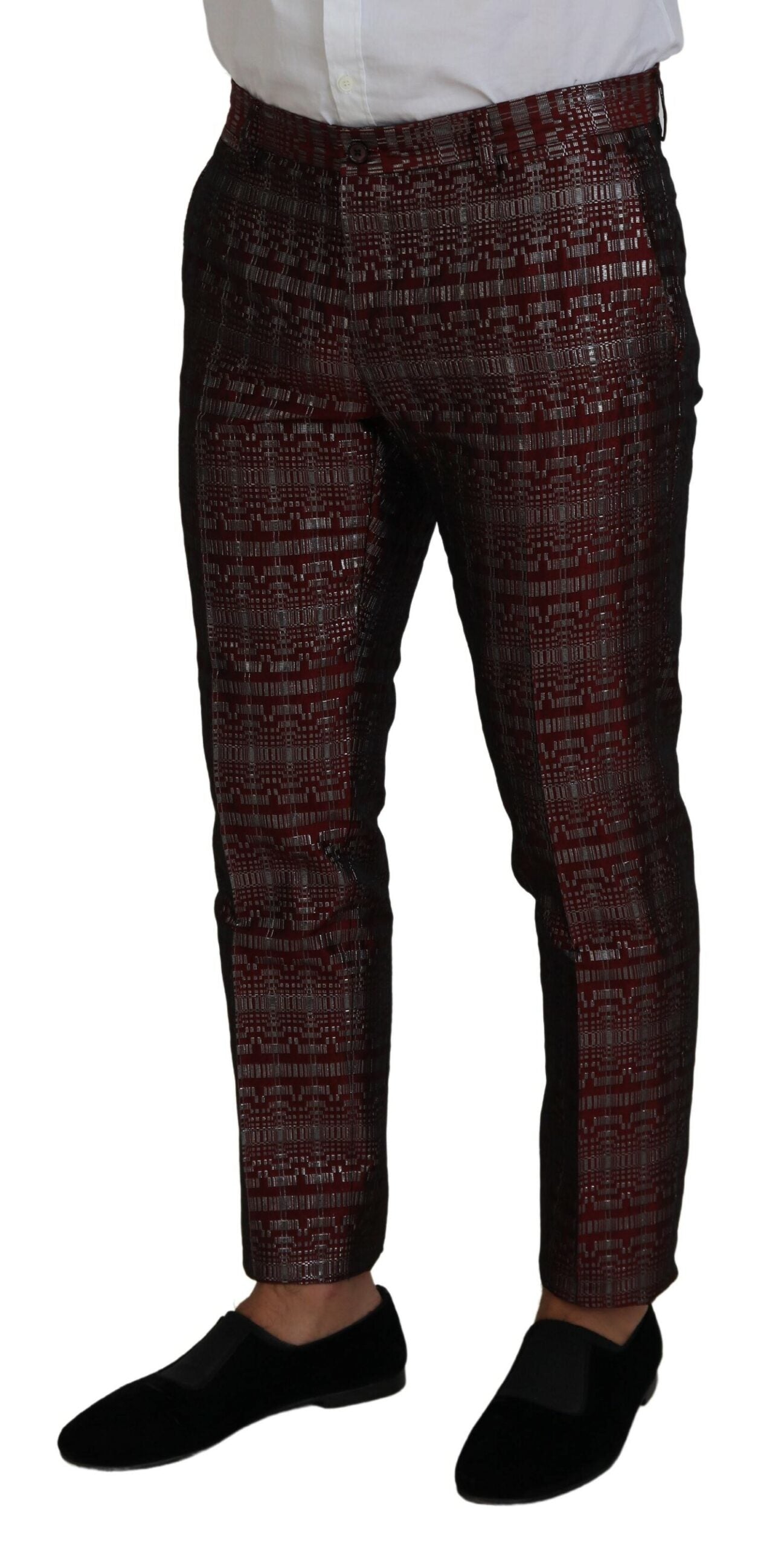 Bordeaux Silver GOLD Slim Fit Suit - ventzia