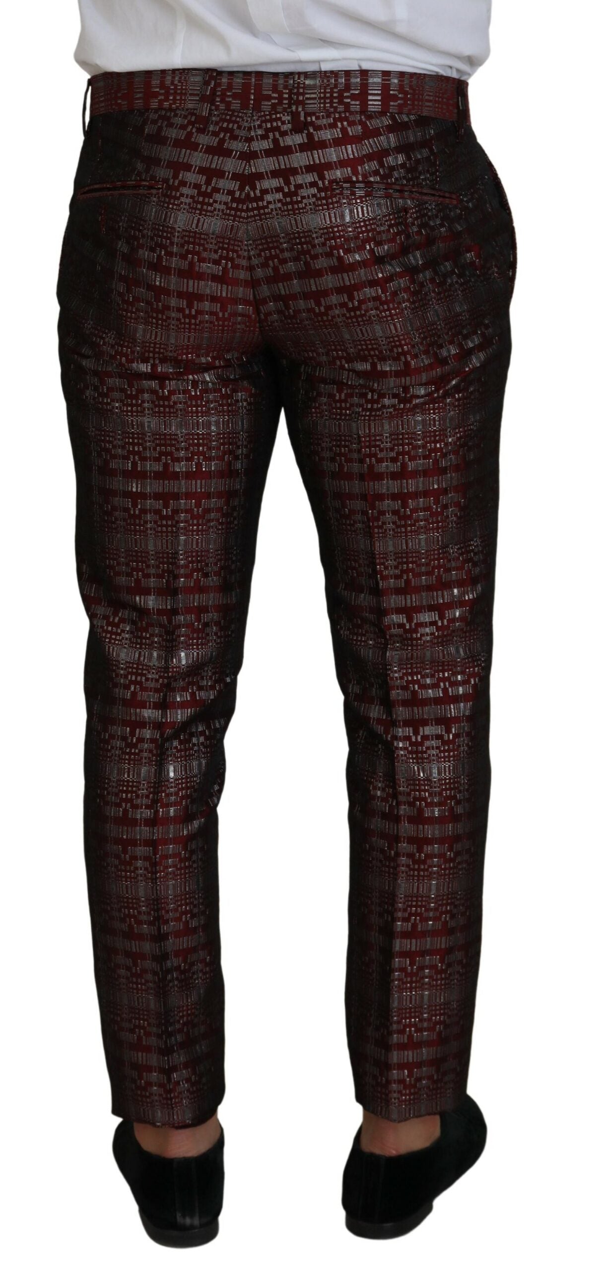 Bordeaux Silver GOLD Slim Fit Suit - ventzia