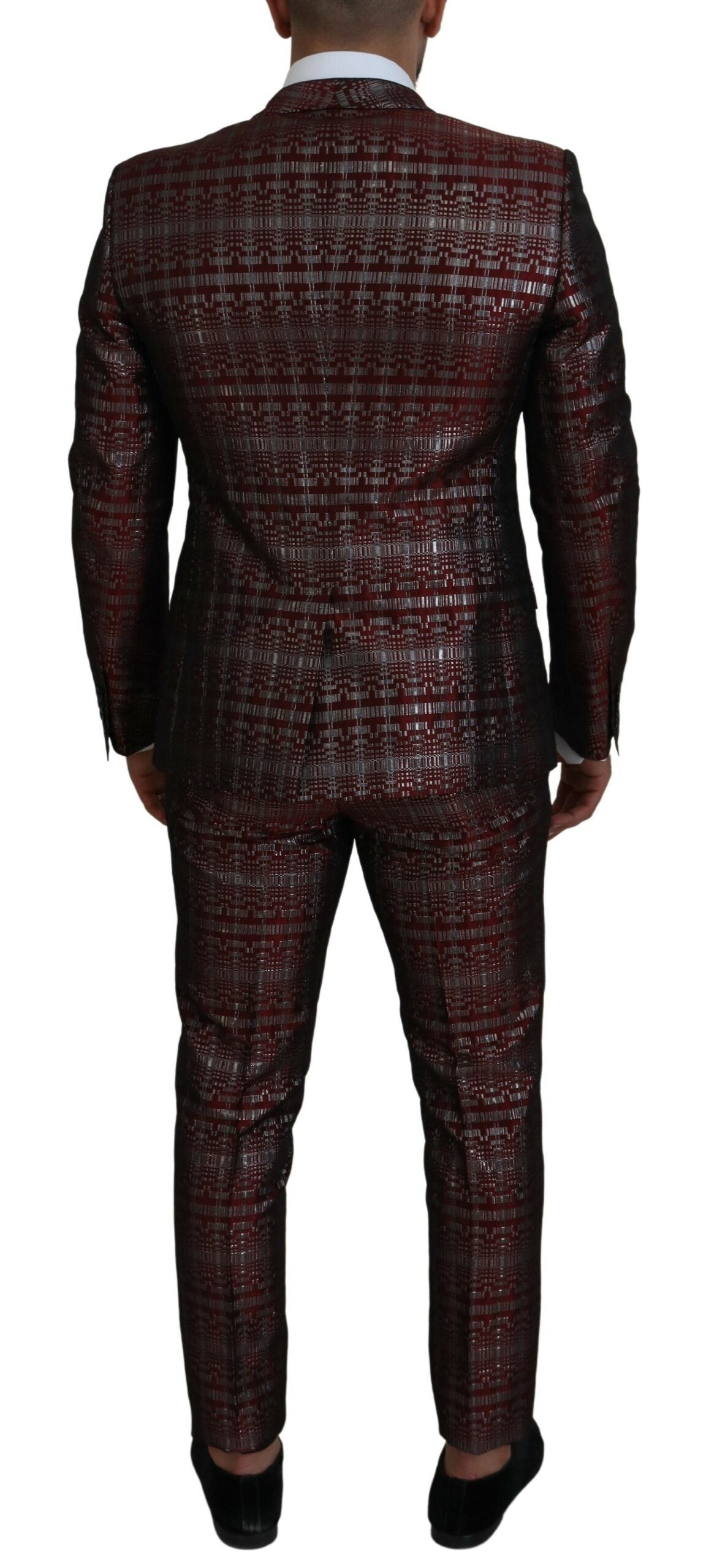Bordeaux Silver GOLD Slim Fit Suit - ventzia