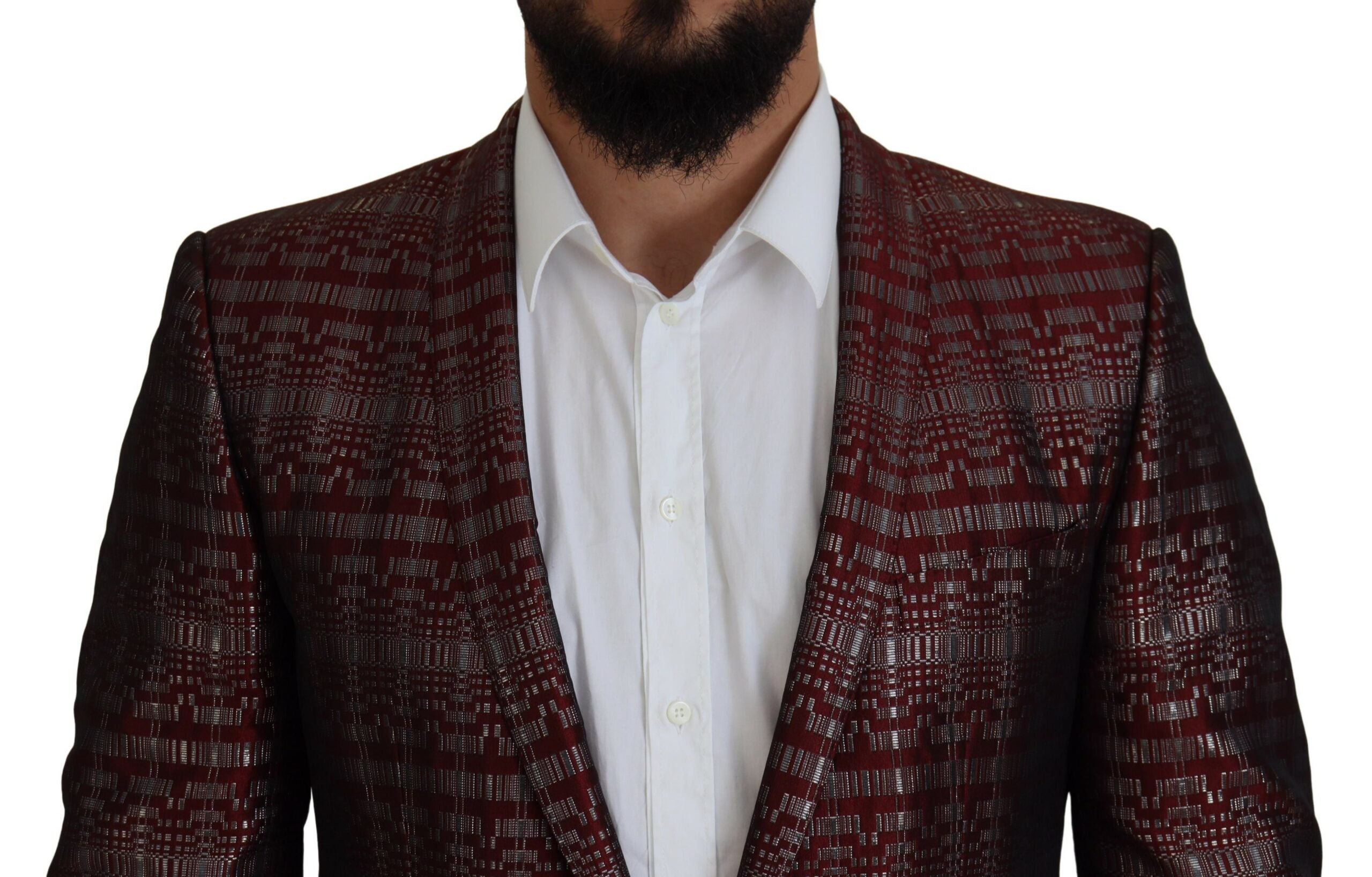 Bordeaux Silver GOLD Slim Fit Suit - ventzia