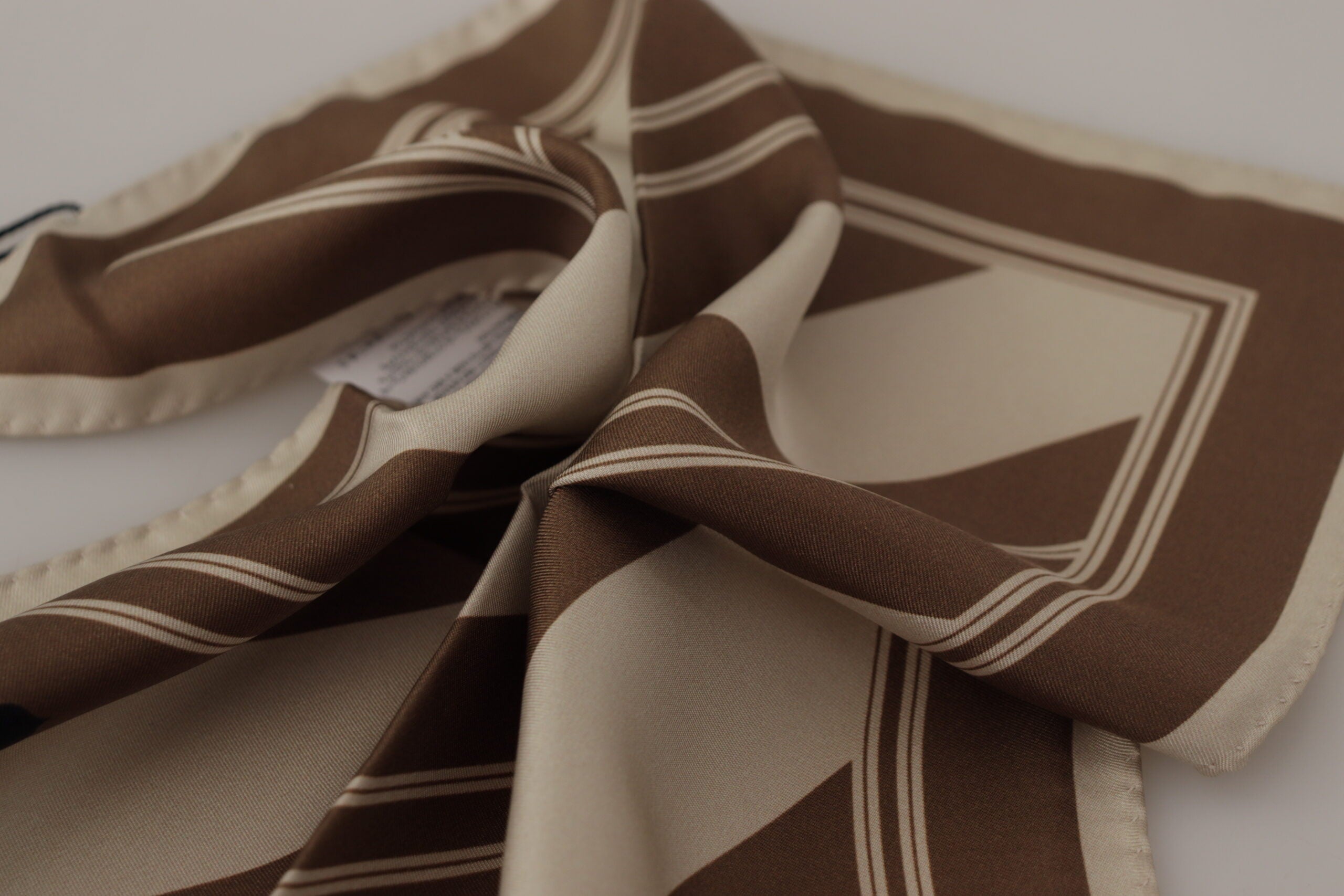 Brown Stripes DG Logo Square Mens Handkerchief Scarf - ventzia