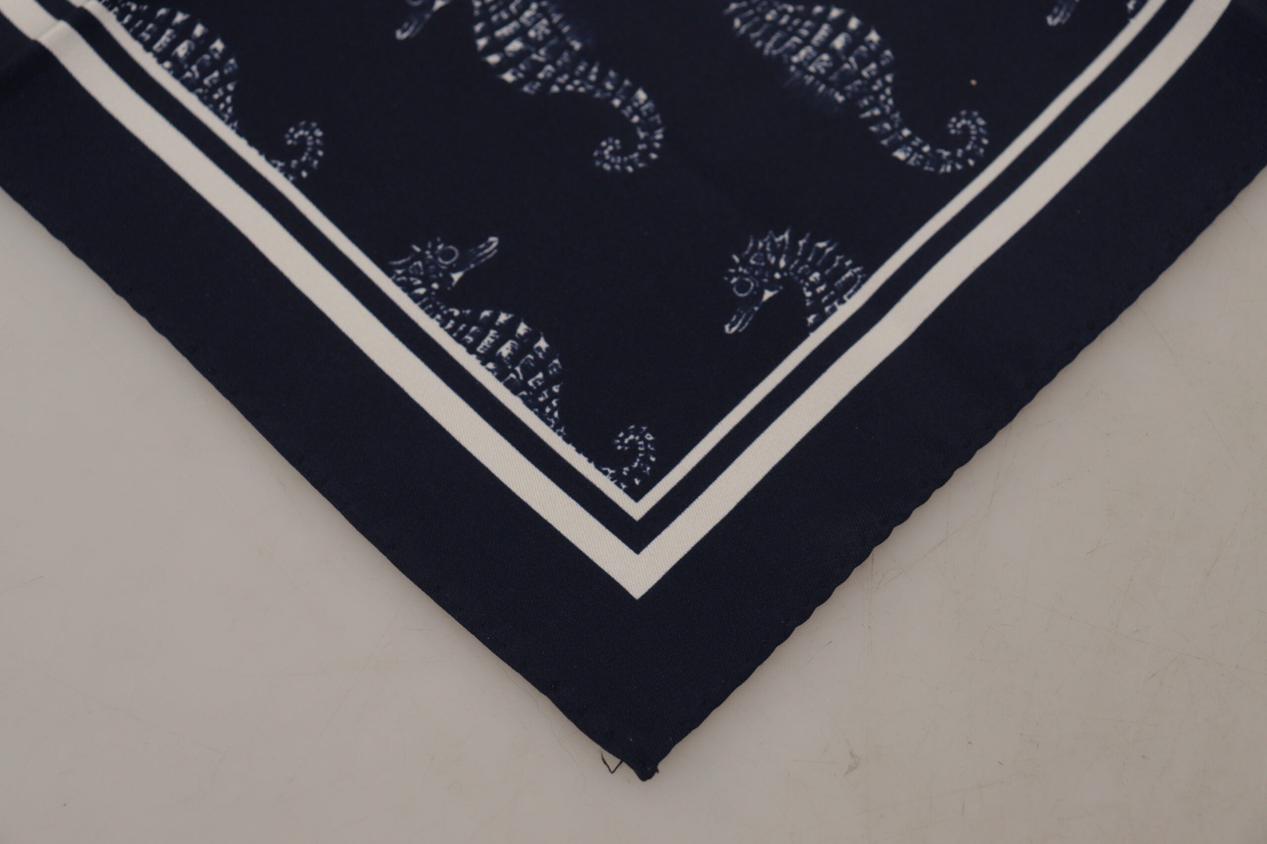 Blue Seahorse DG Printed Square Handkerchief Scarf - ventzia