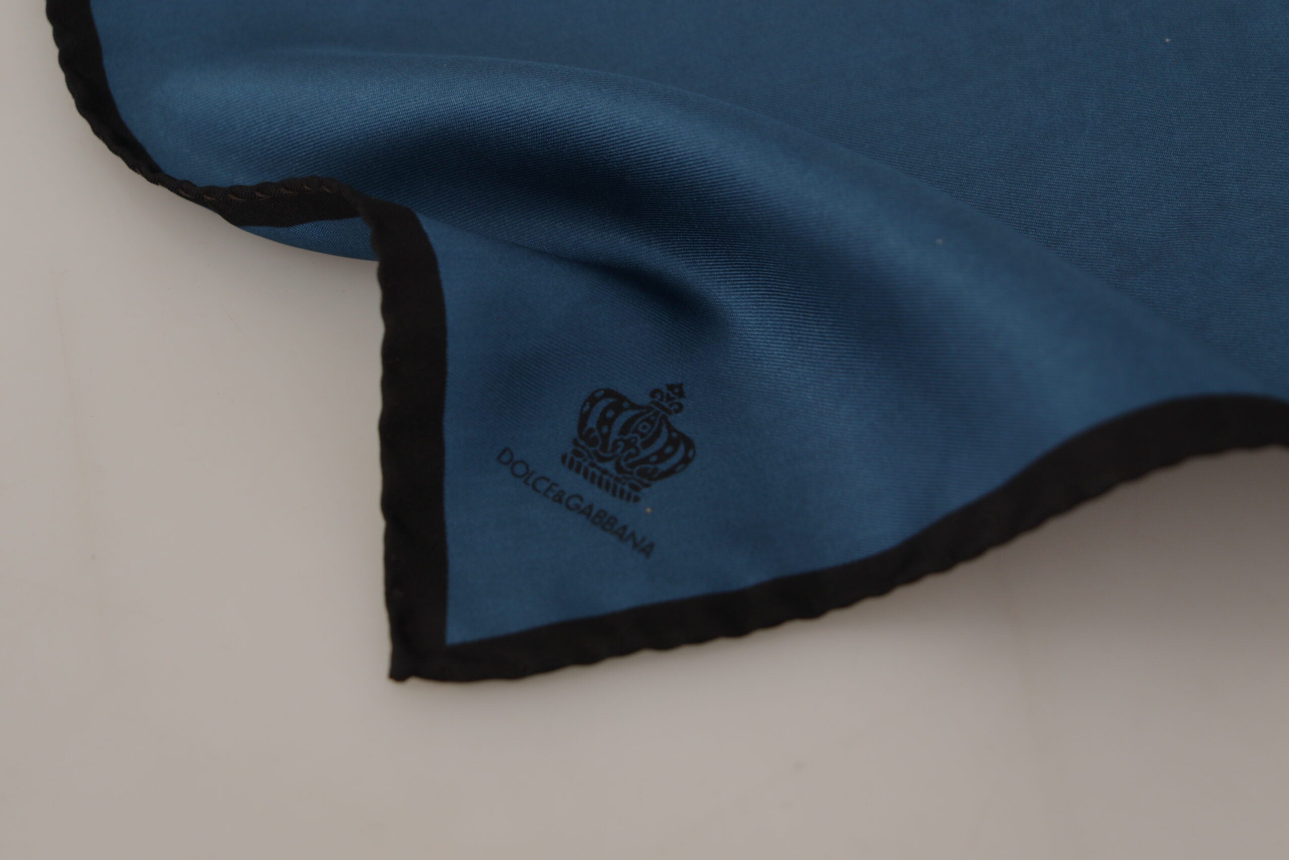 Black Blue DG Crown Printed Square Handkerchief Scarf - ventzia
