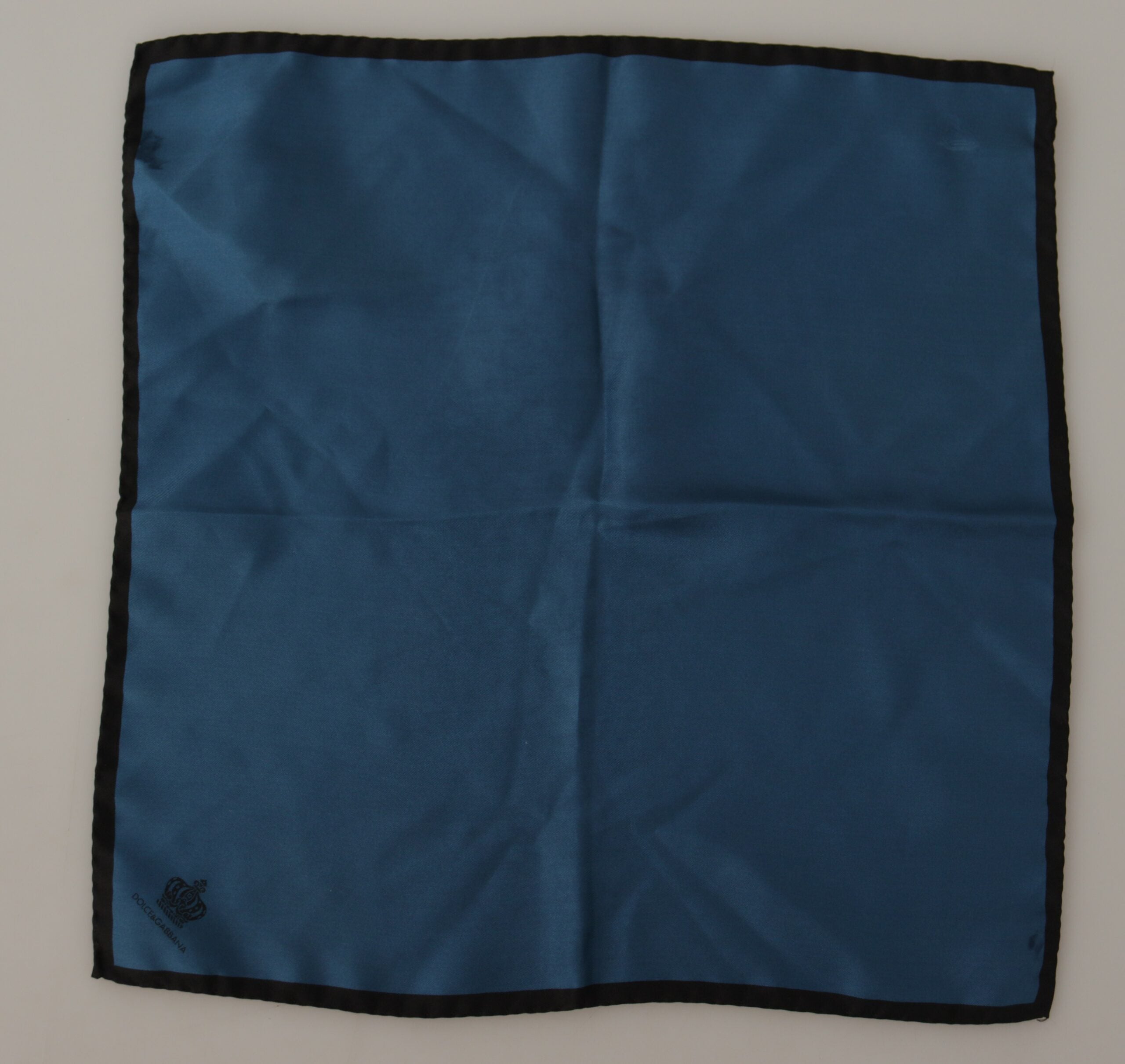 Black Blue DG Crown Printed Square Handkerchief Scarf - ventzia