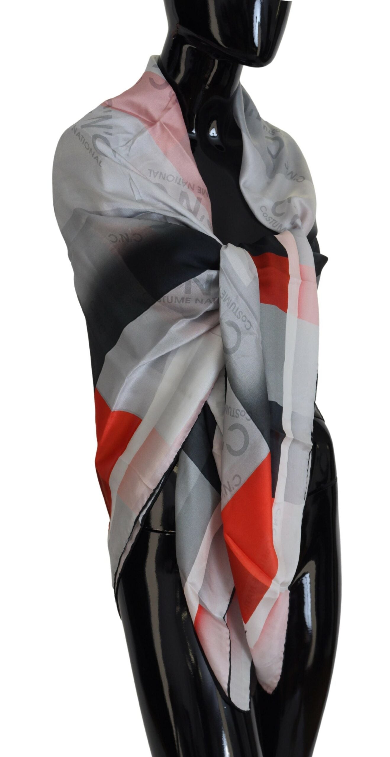 Gray Red Shawl Foulard Wrap Scarf - ventzia