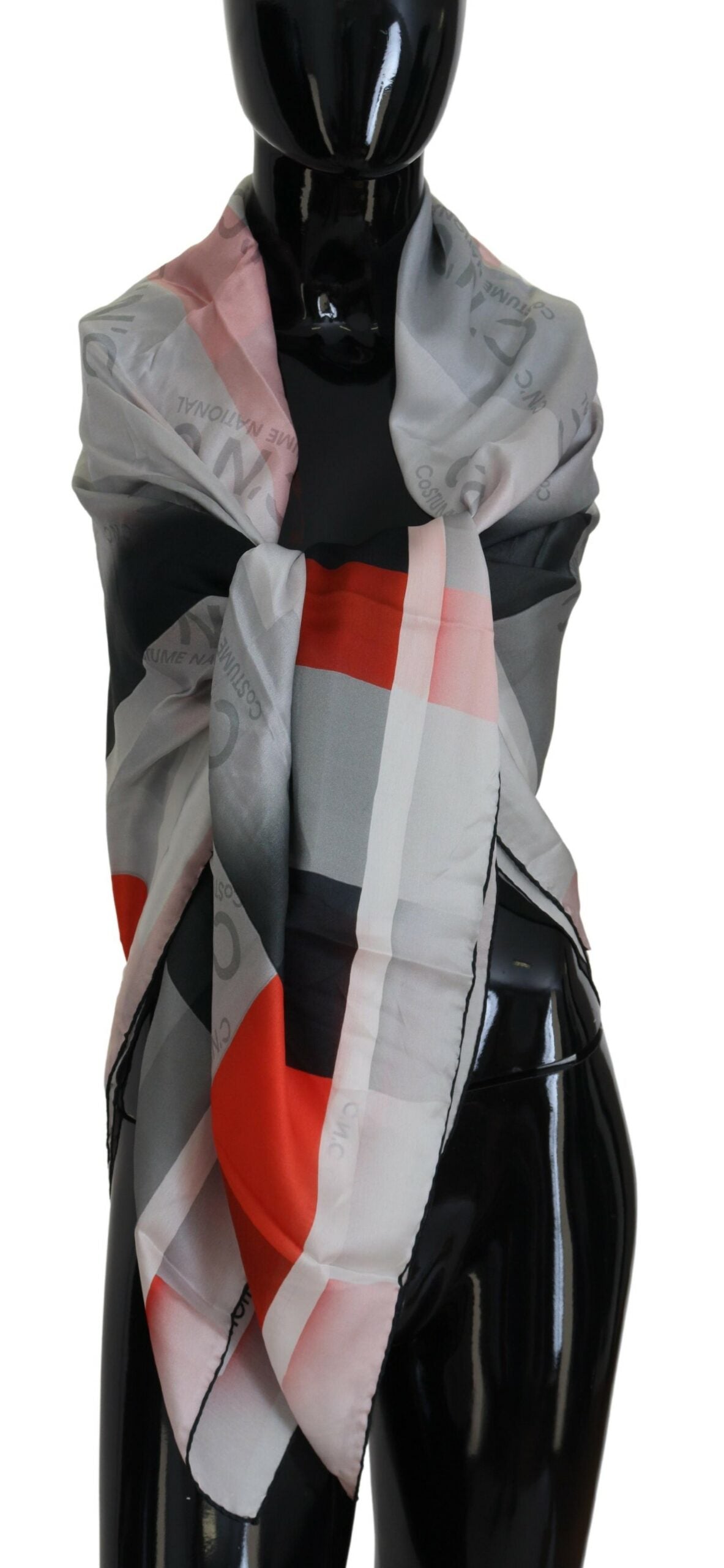 Gray Red Shawl Foulard Wrap Scarf - ventzia