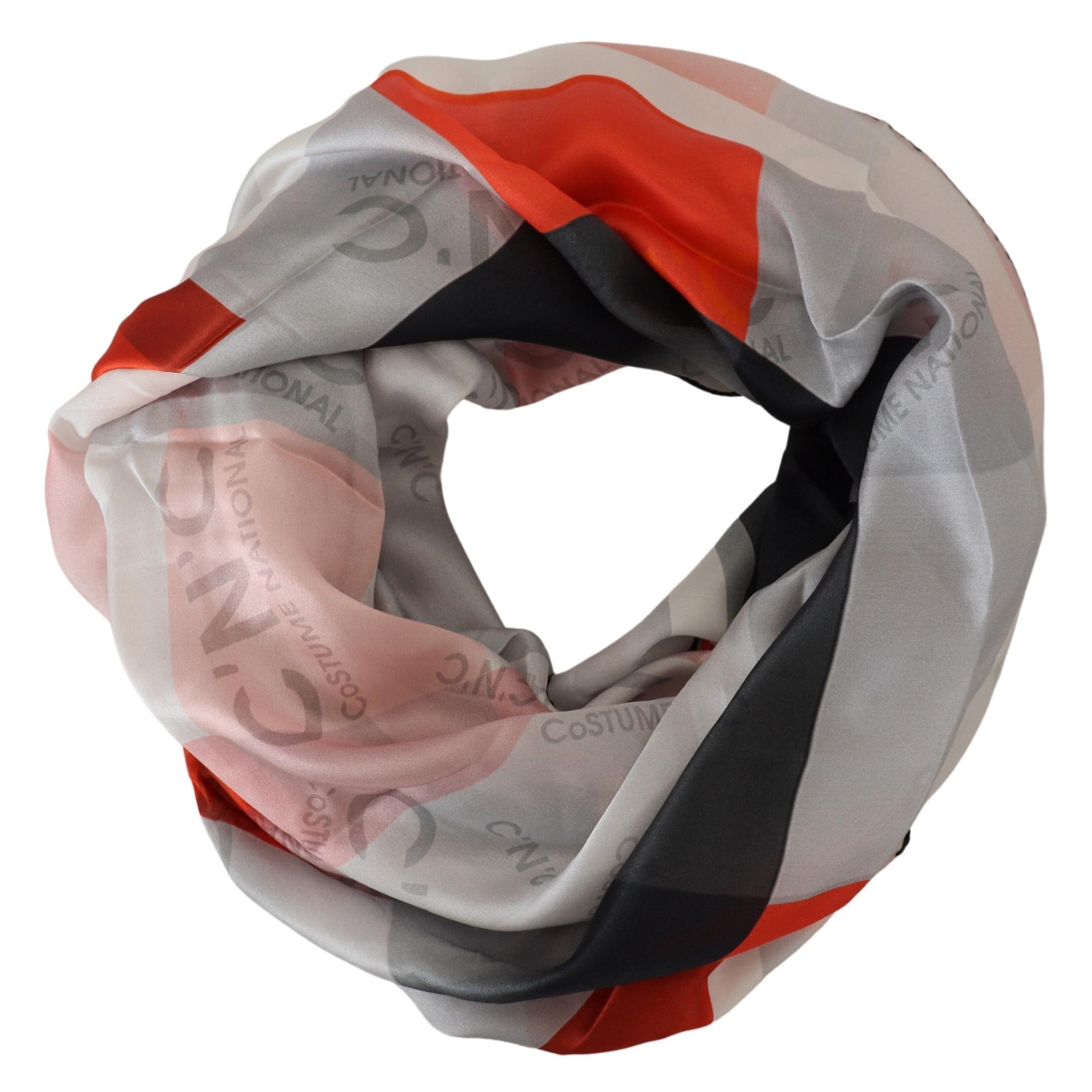 Gray Red Shawl Foulard Wrap Scarf - ventzia