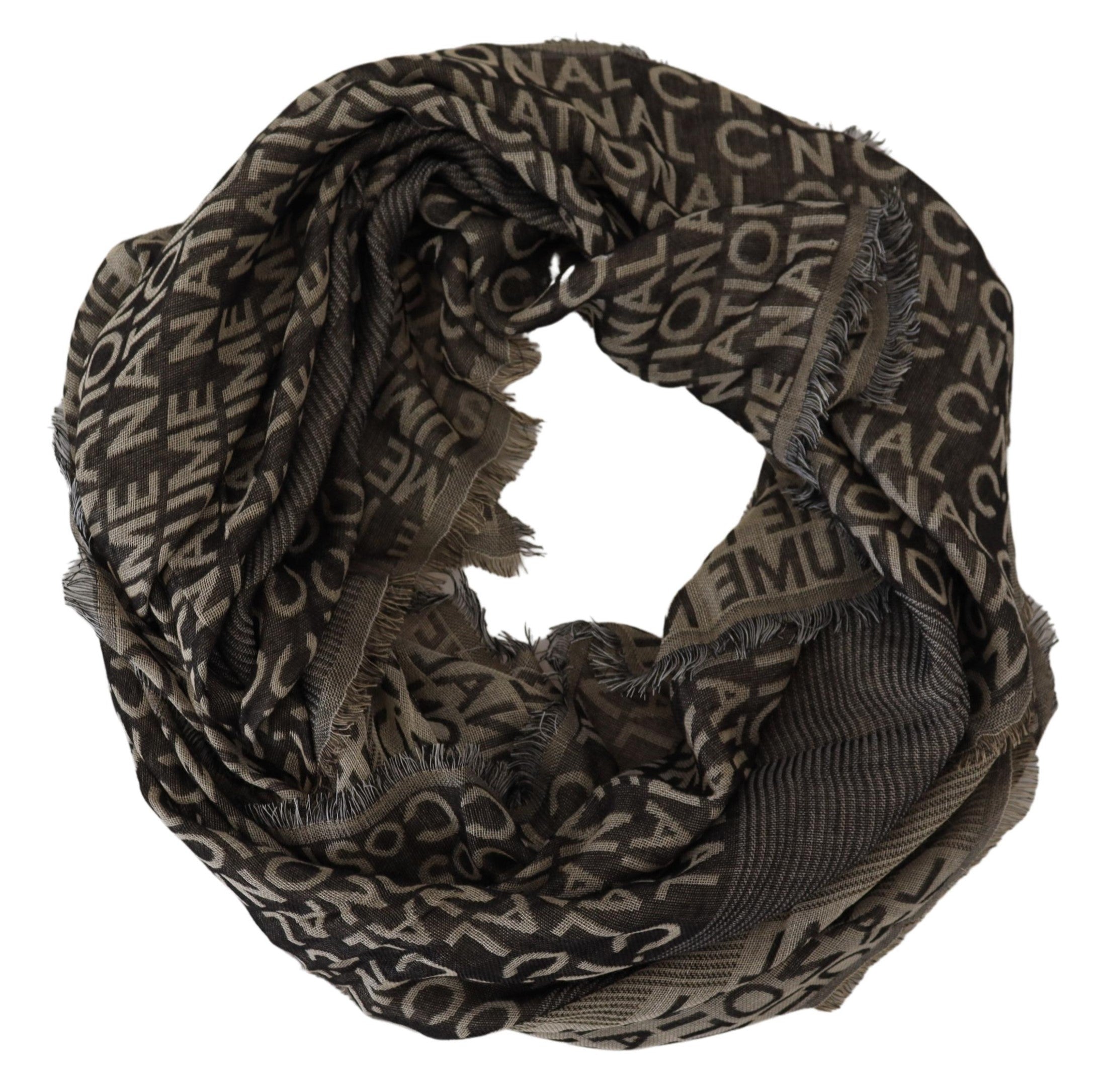 Gray Logo Knit Neck Wrap Shawl Scarf - ventzia