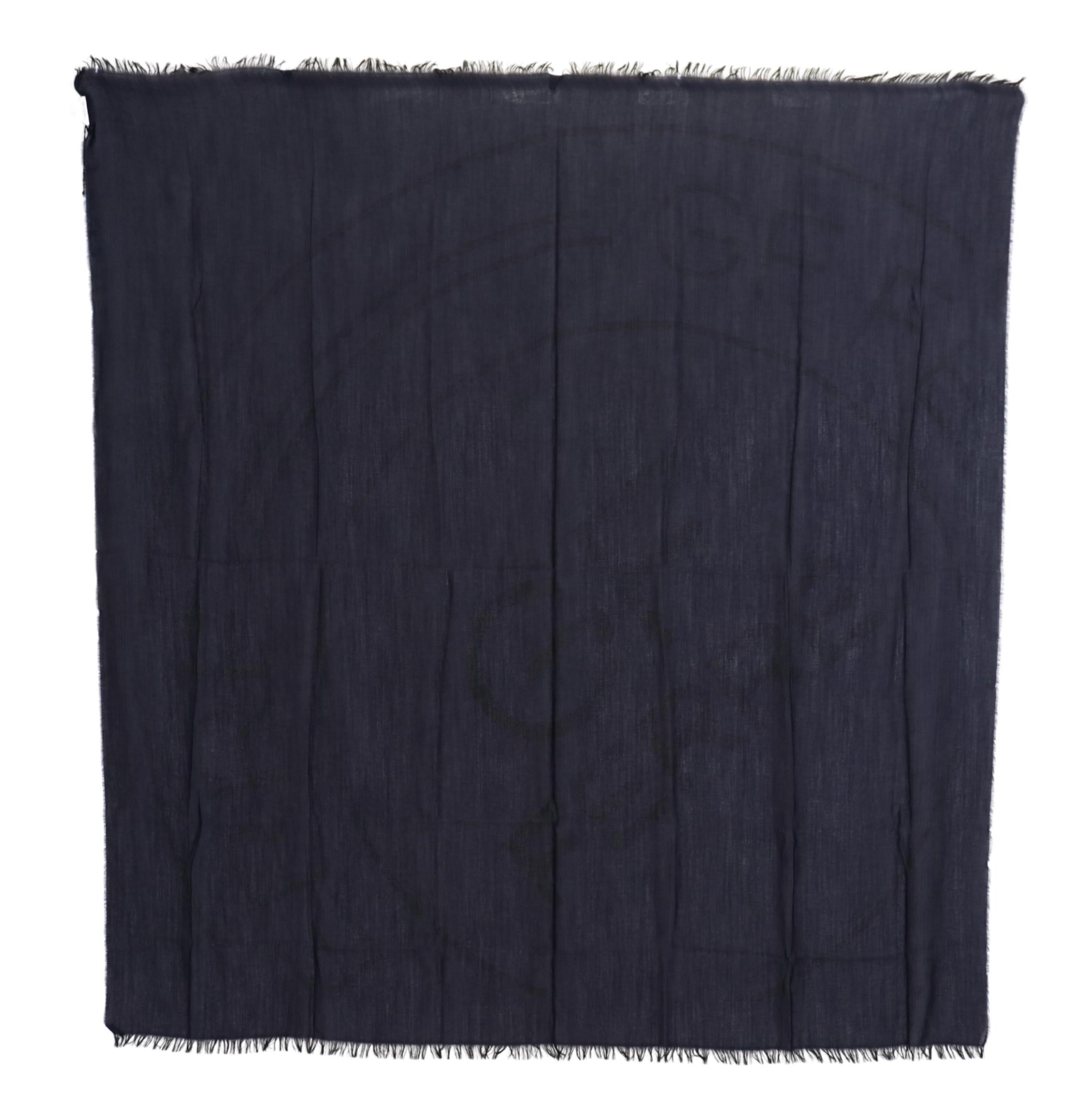 Dark Blue Wool Neck Wrap Shawl Fringes Scarf - ventzia