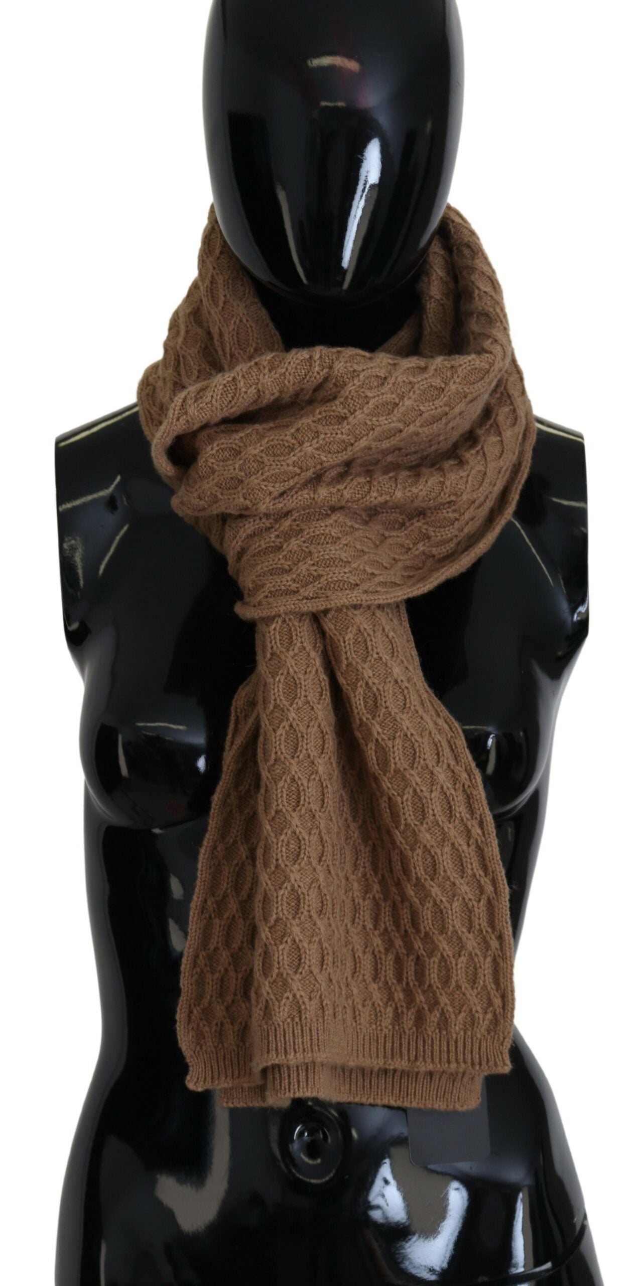 Dark Brown Wrap Shawl Knitted Camel Scarf - ventzia