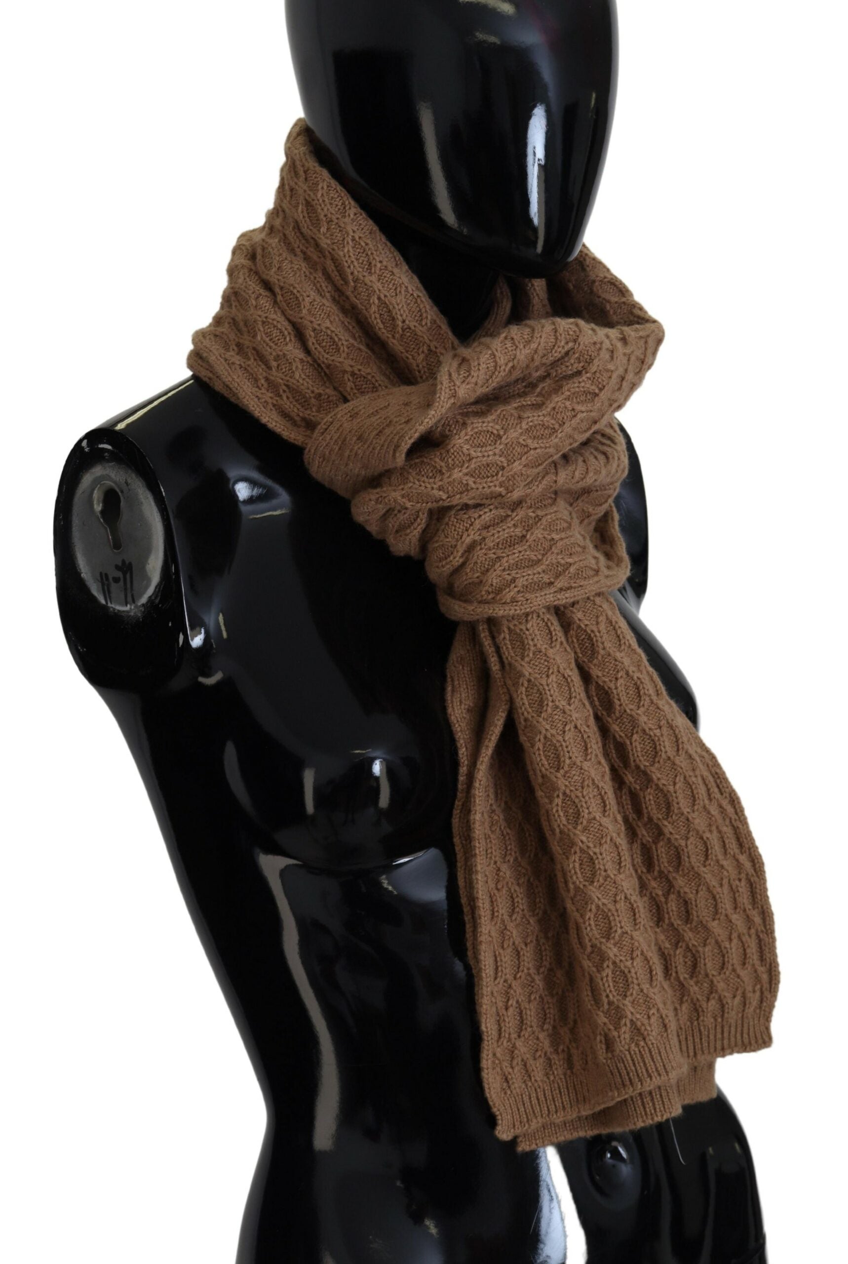 Dark Brown Wrap Shawl Knitted Camel Scarf - ventzia