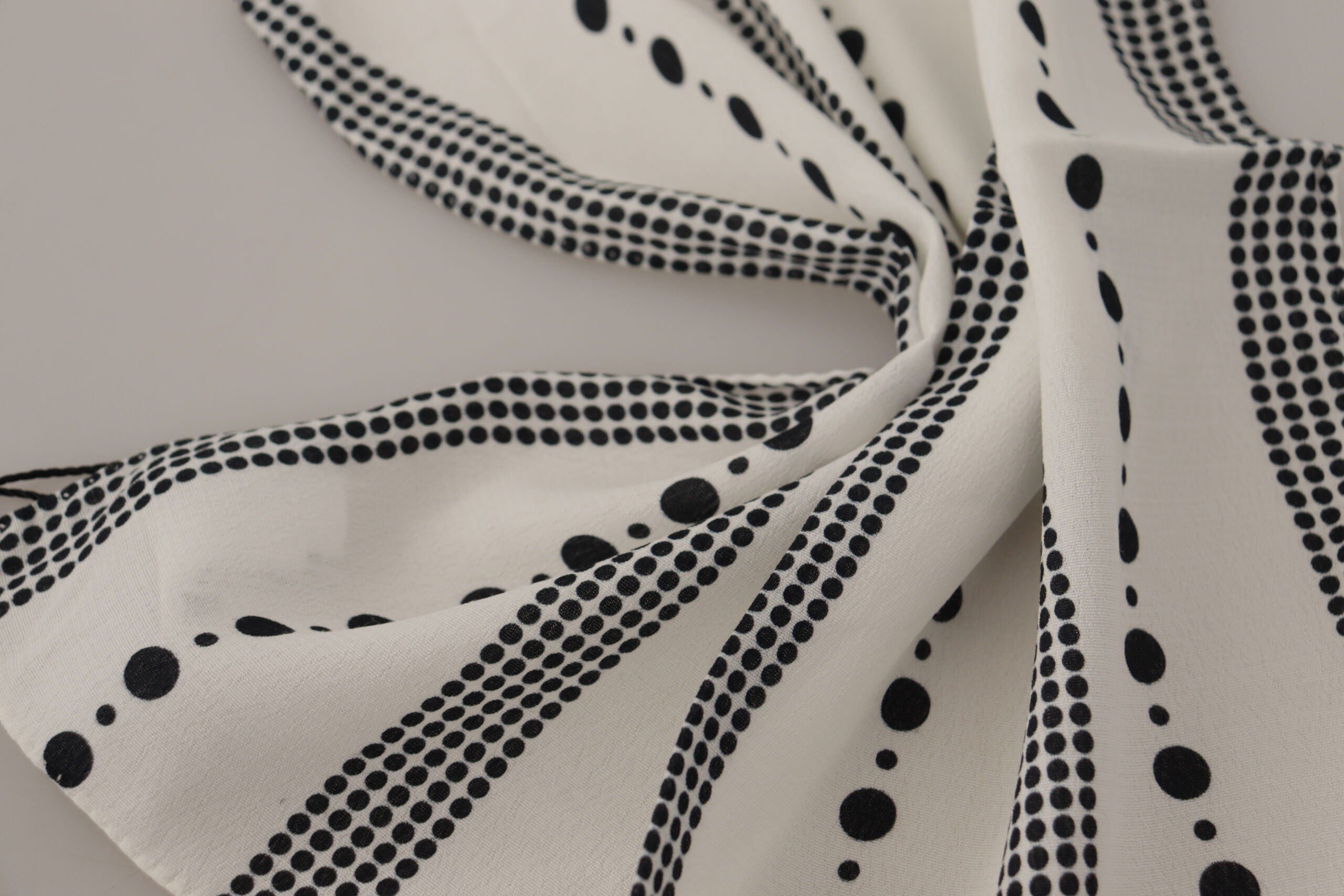 White Dotted Stripes Square Handkerchief Viscose Scarf - ventzia