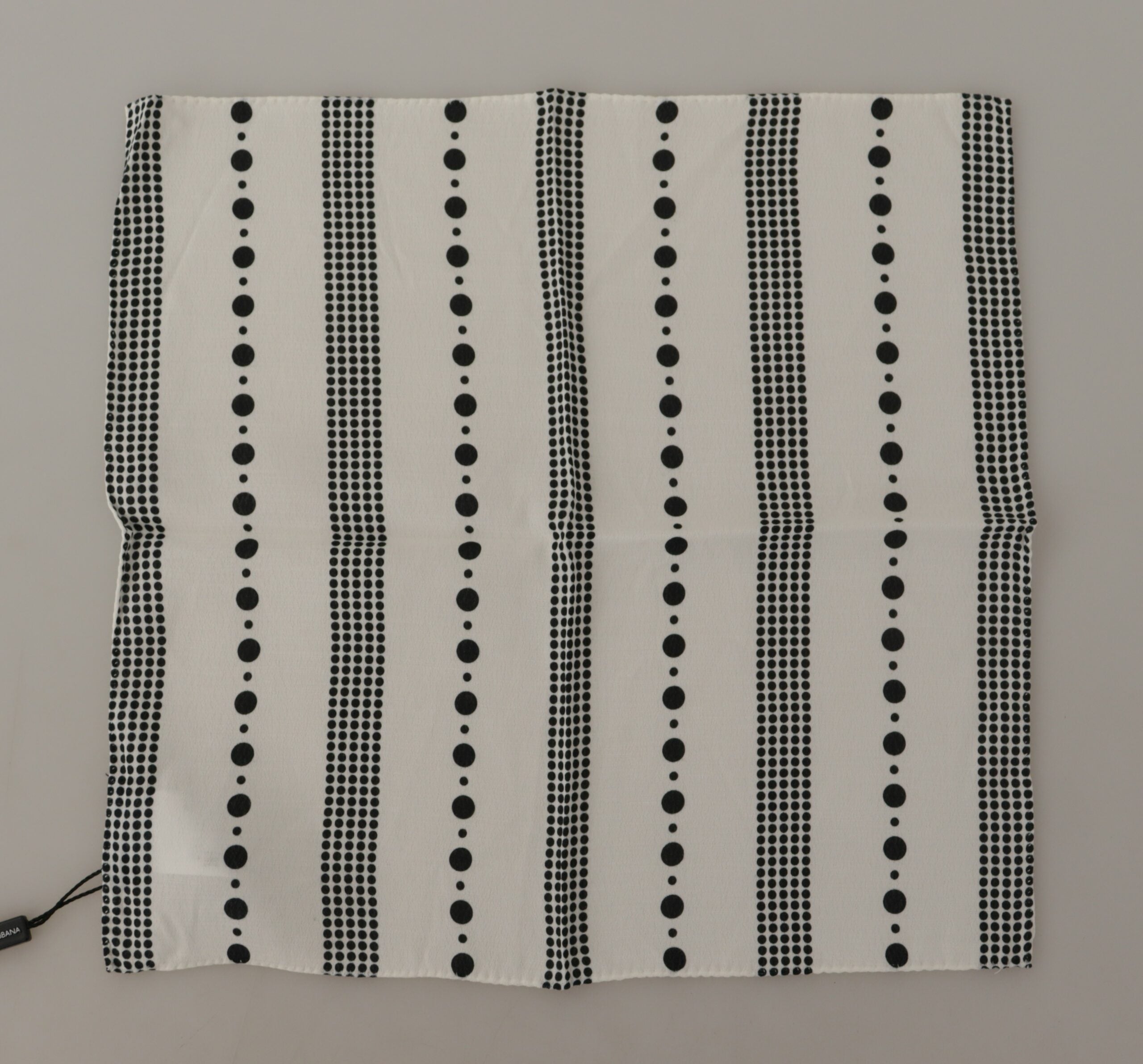 White Dotted Stripes Square Handkerchief Viscose Scarf - ventzia
