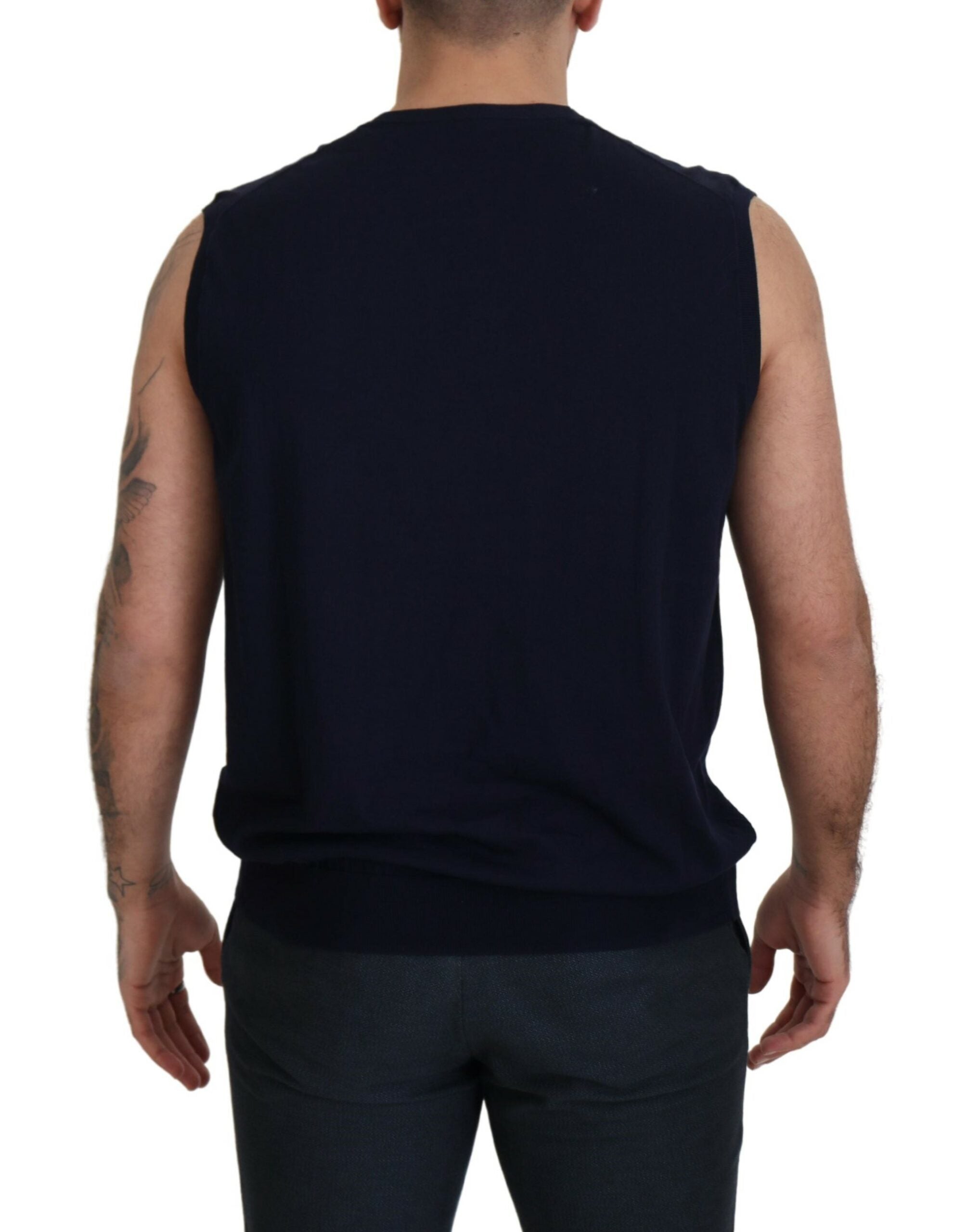 Black Cotton V-neck Sleeveless Tank T-shirt - ventzia