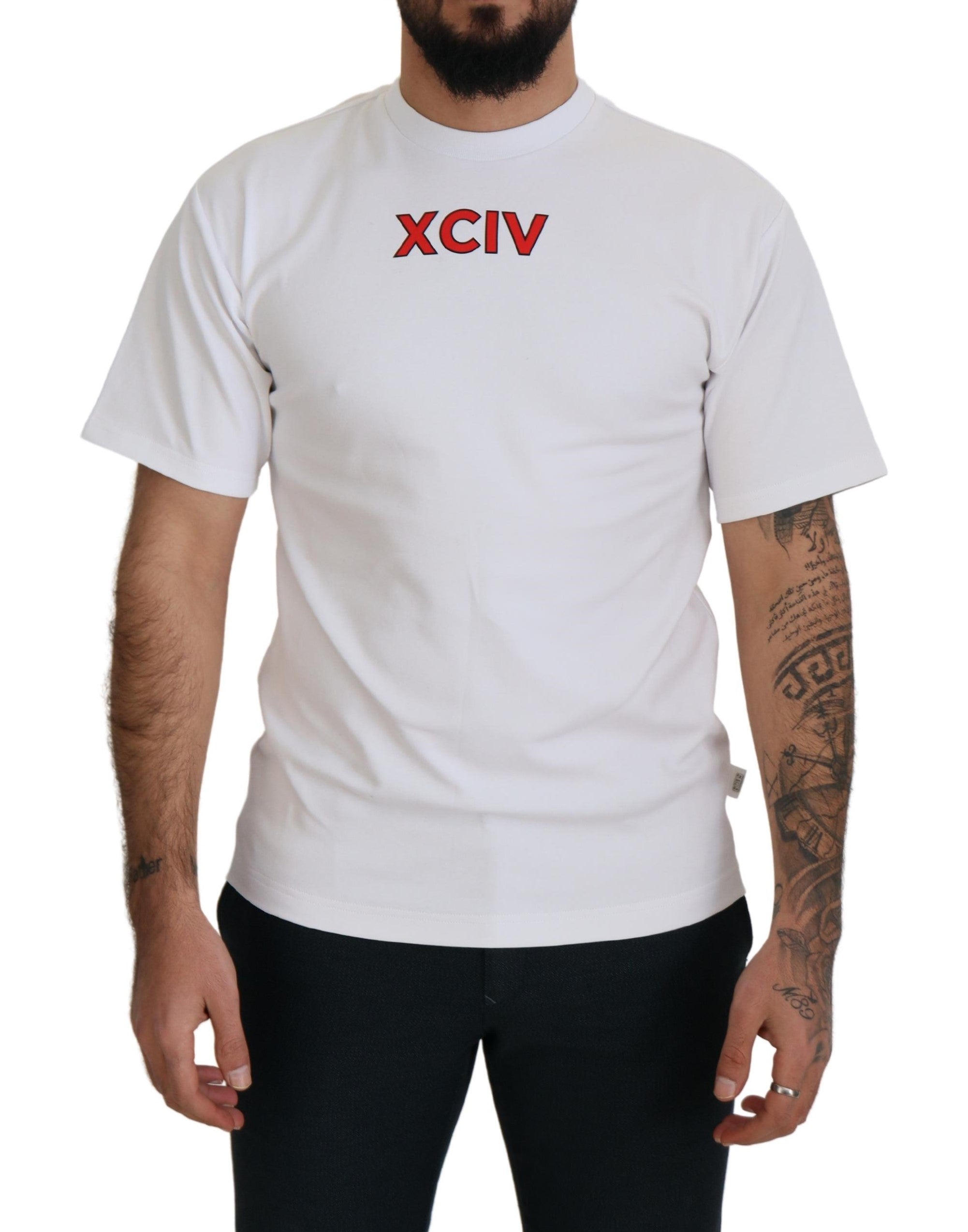 White Logo Print Cotton Short Sleeves T-shirt - ventzia
