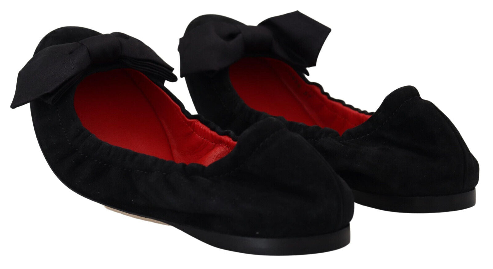 Black Suede Flat Slip On Ballet Shoes - ventzia