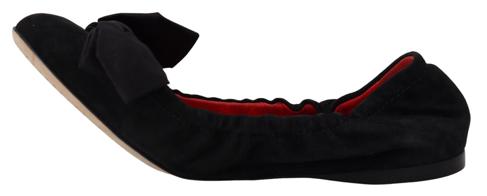 Black Suede Flat Slip On Ballet Shoes - ventzia