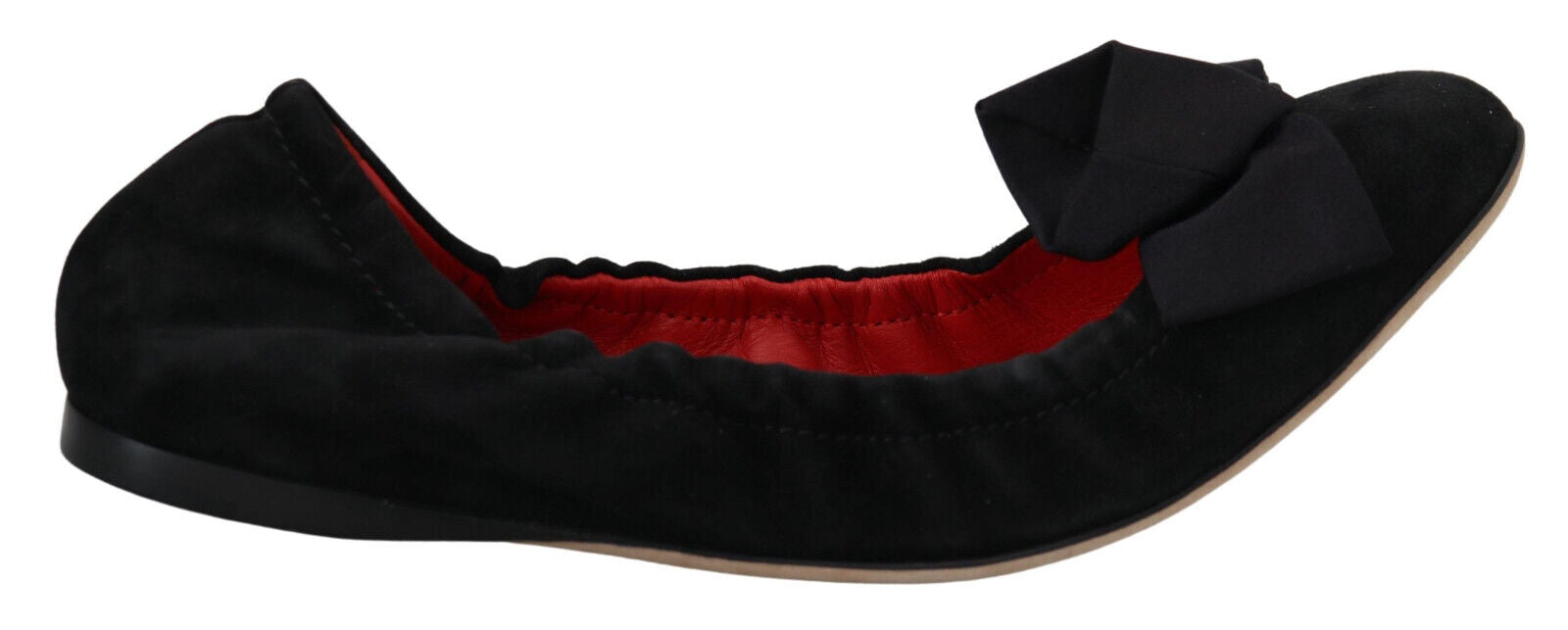 Black Suede Flat Slip On Ballet Shoes - ventzia