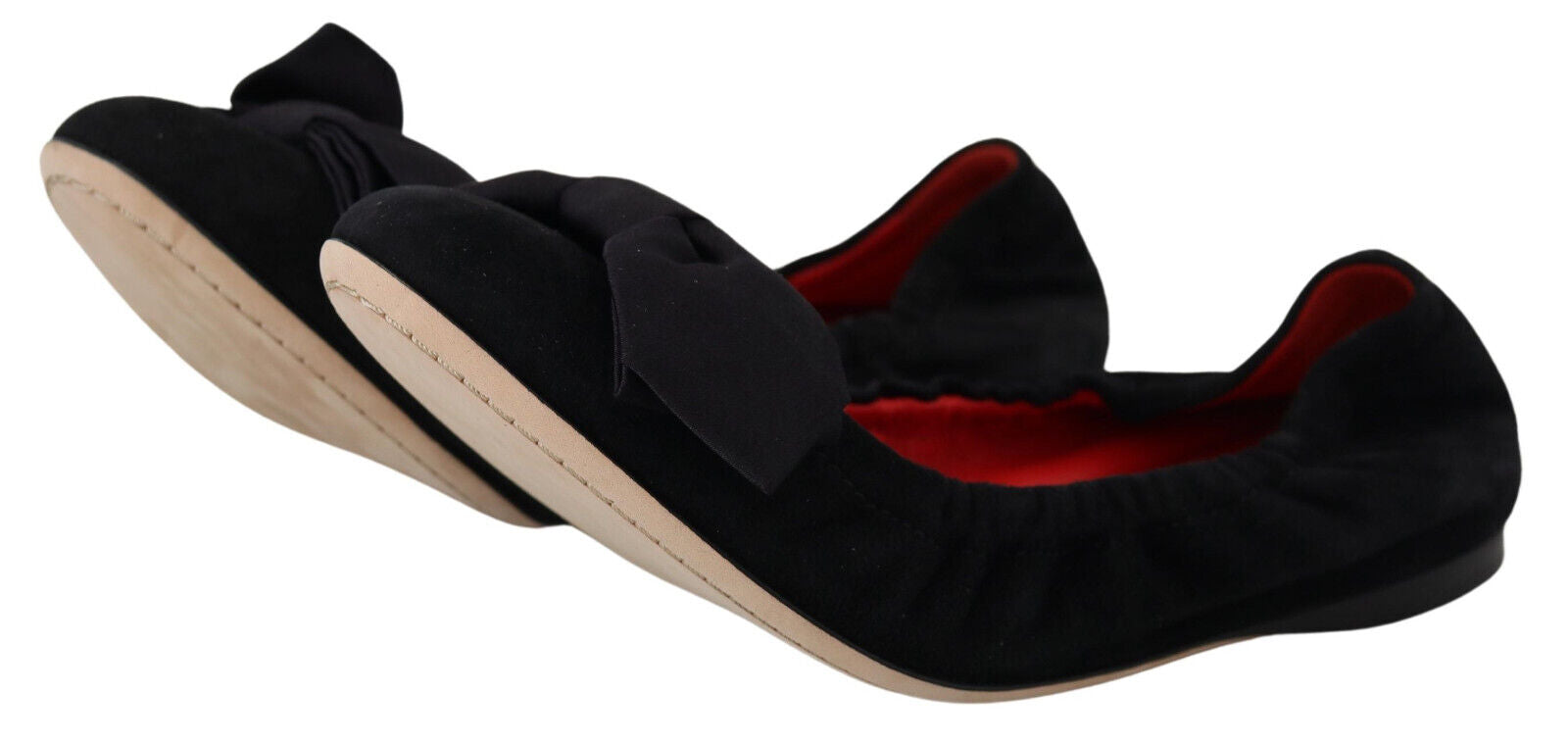 Black Suede Flat Slip On Ballet Shoes - ventzia