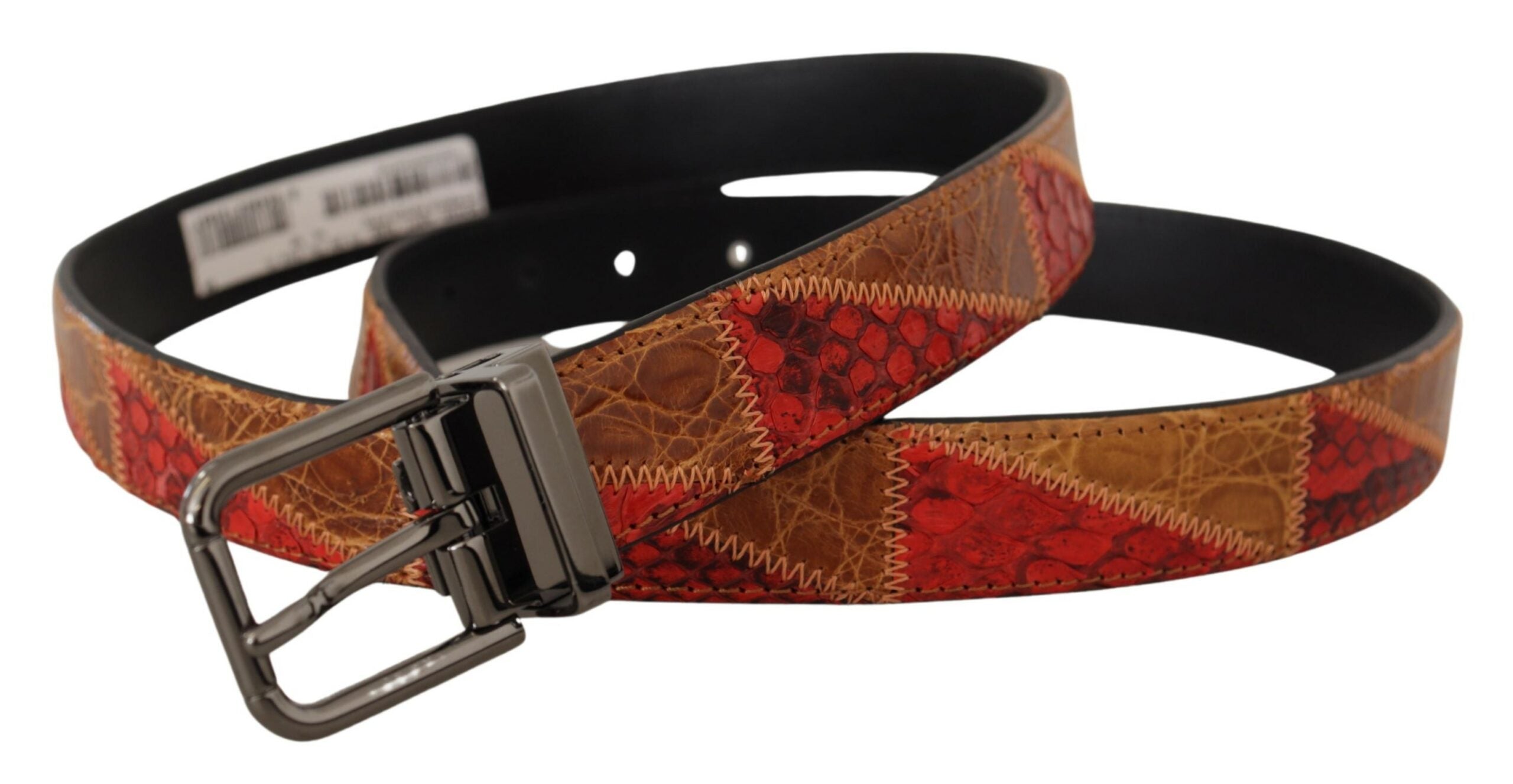 Multicolor Exotic Vintage Chrome Buckle Belt - ventzia